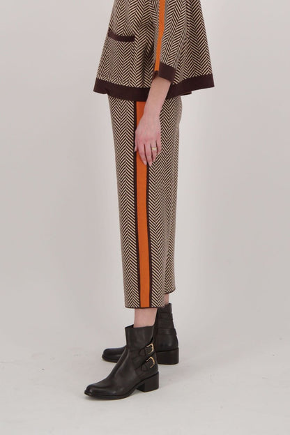 Two Toned Striped Herringbone Knit Pant