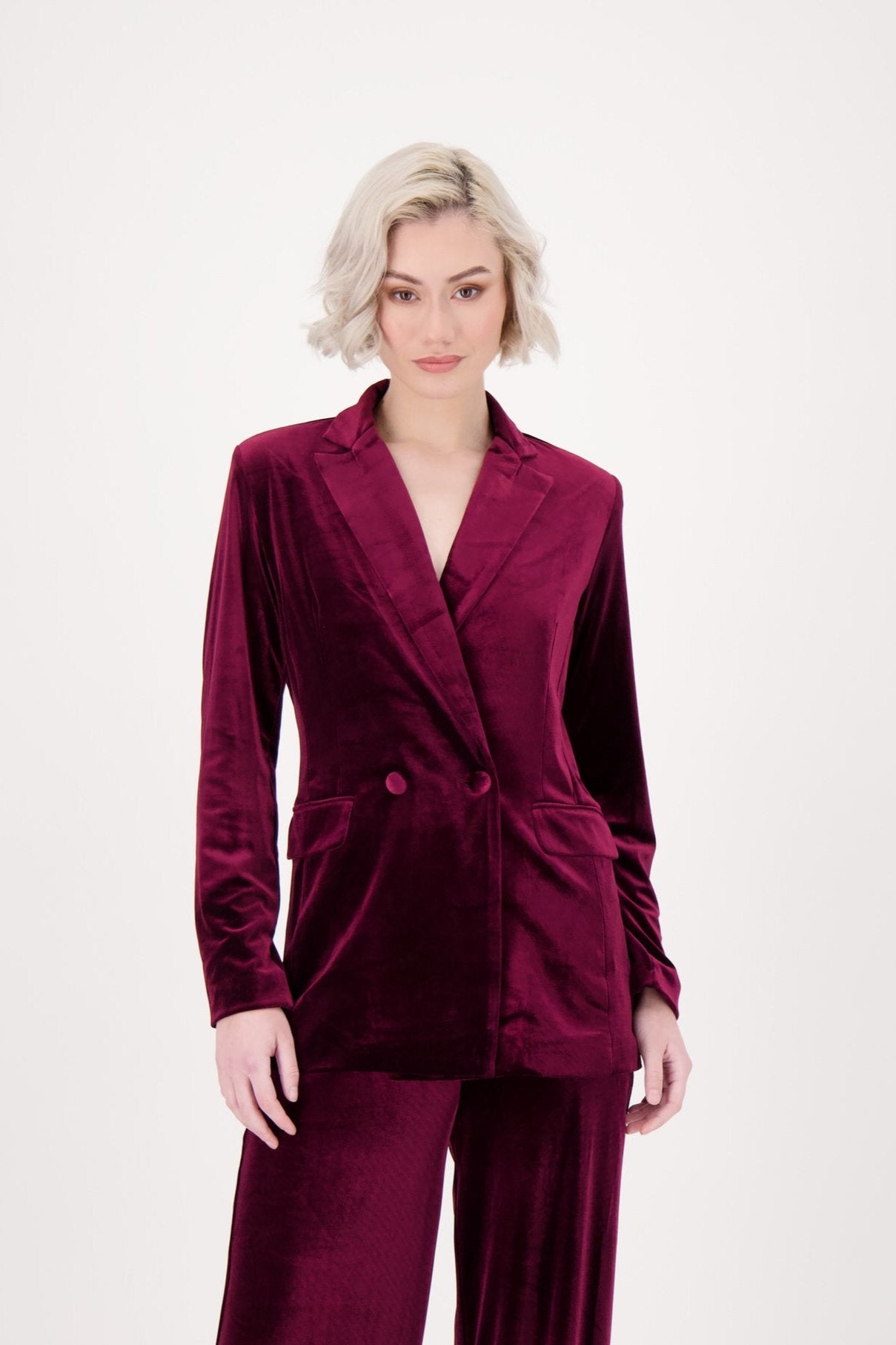 Double-Breasted Velvet Blazer