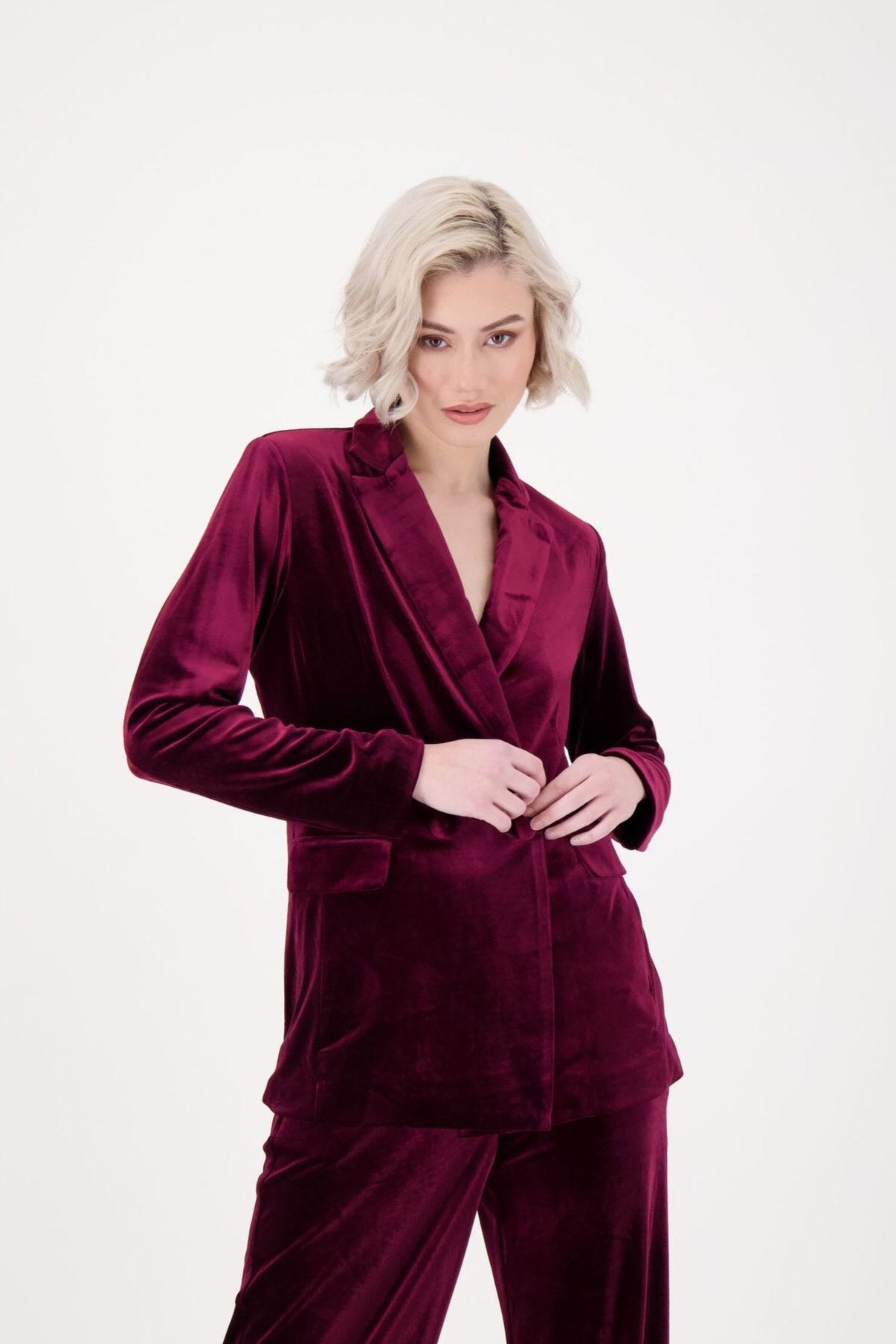 Double-Breasted Velvet Blazer