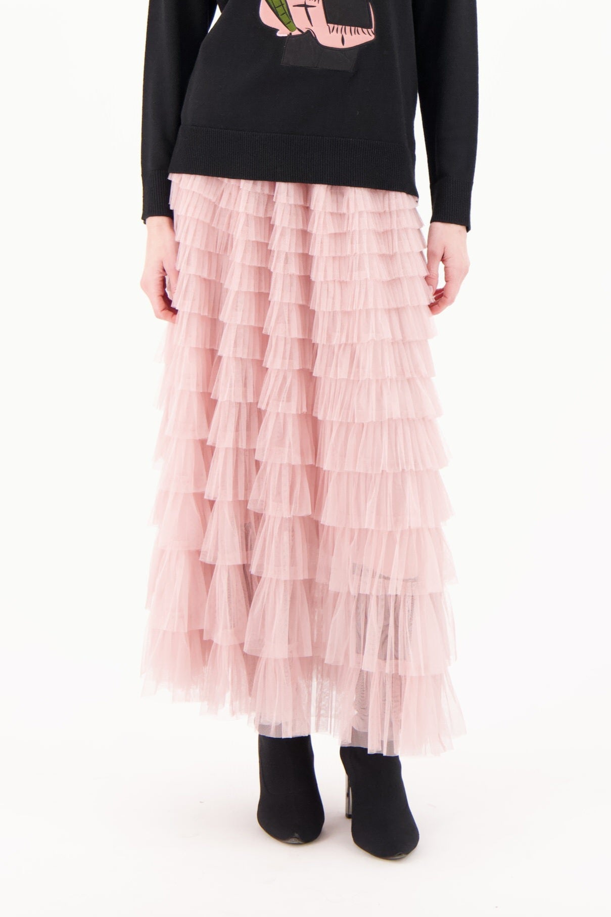 Multilayer Ruffle Tulle Long Skirt