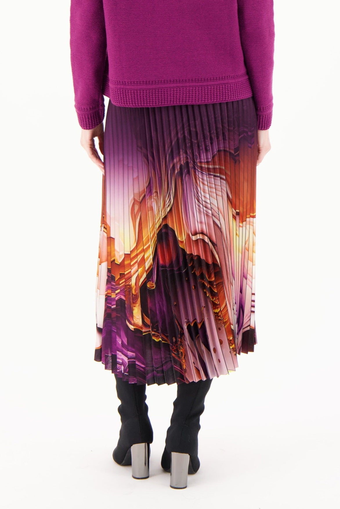 Moire Pleated Skirt