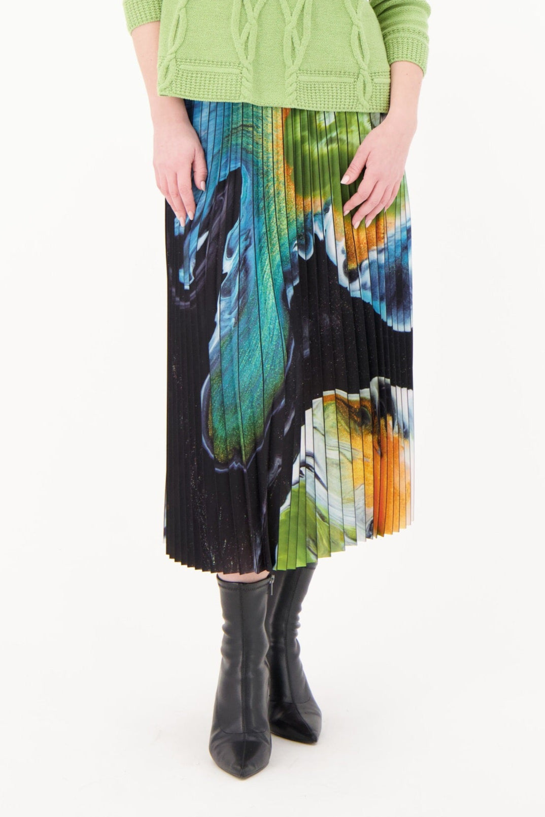 Moire Pleated Skirt