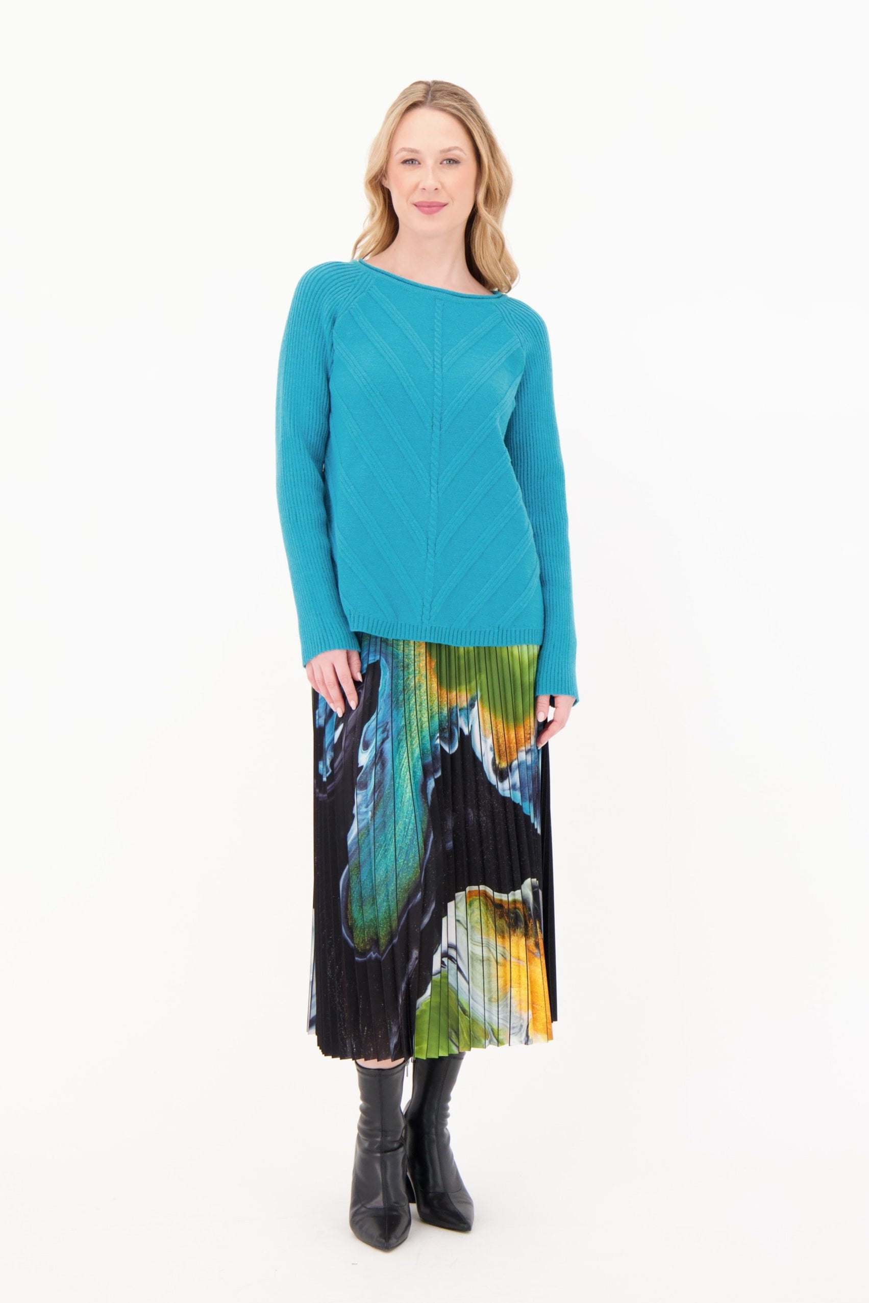 Moire Pleated Skirt