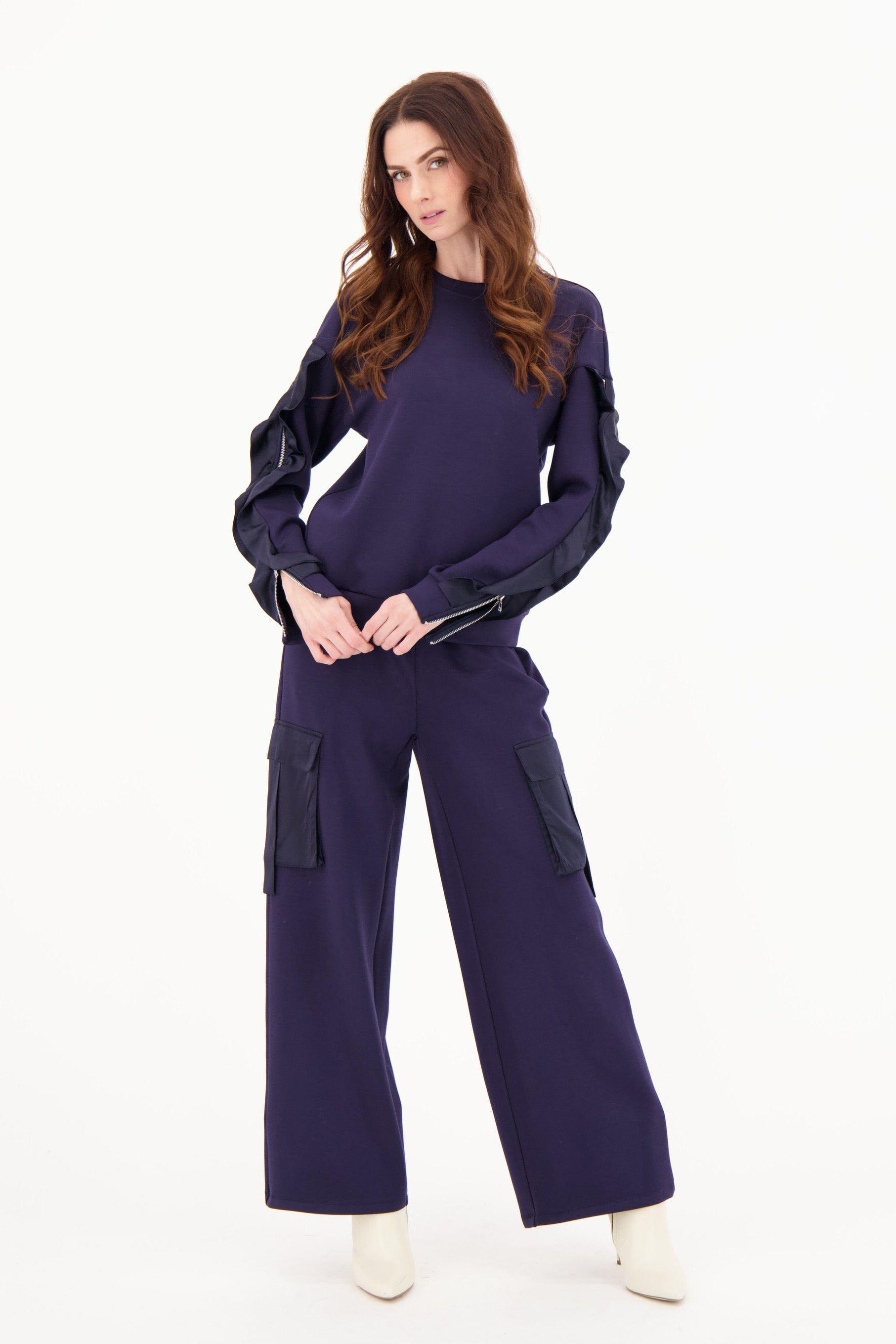 Satin Cargo Pocket Straight Leg Pant