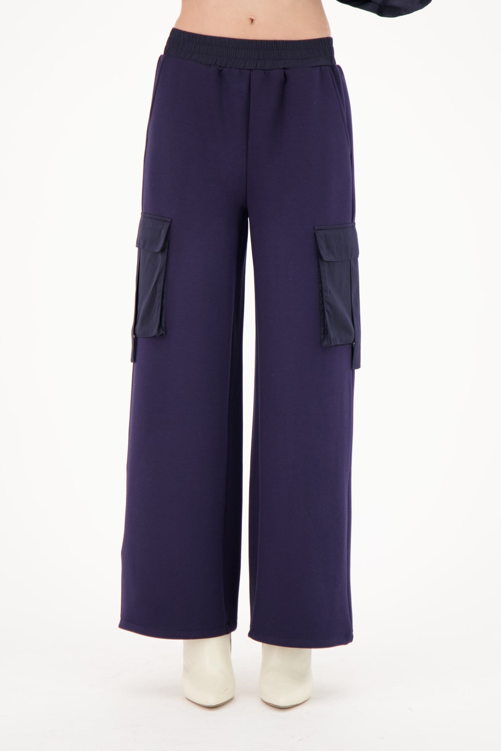 Satin Cargo Pocket Straight Leg Pant