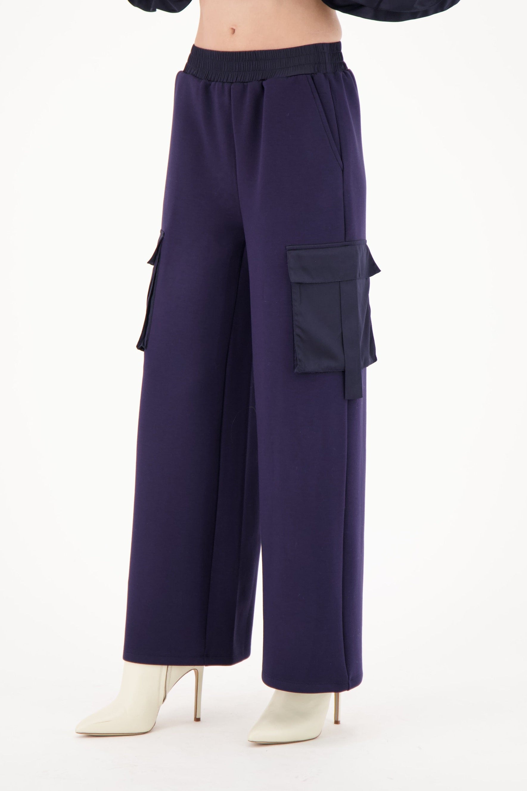 Satin Cargo Pocket Straight Leg Pant