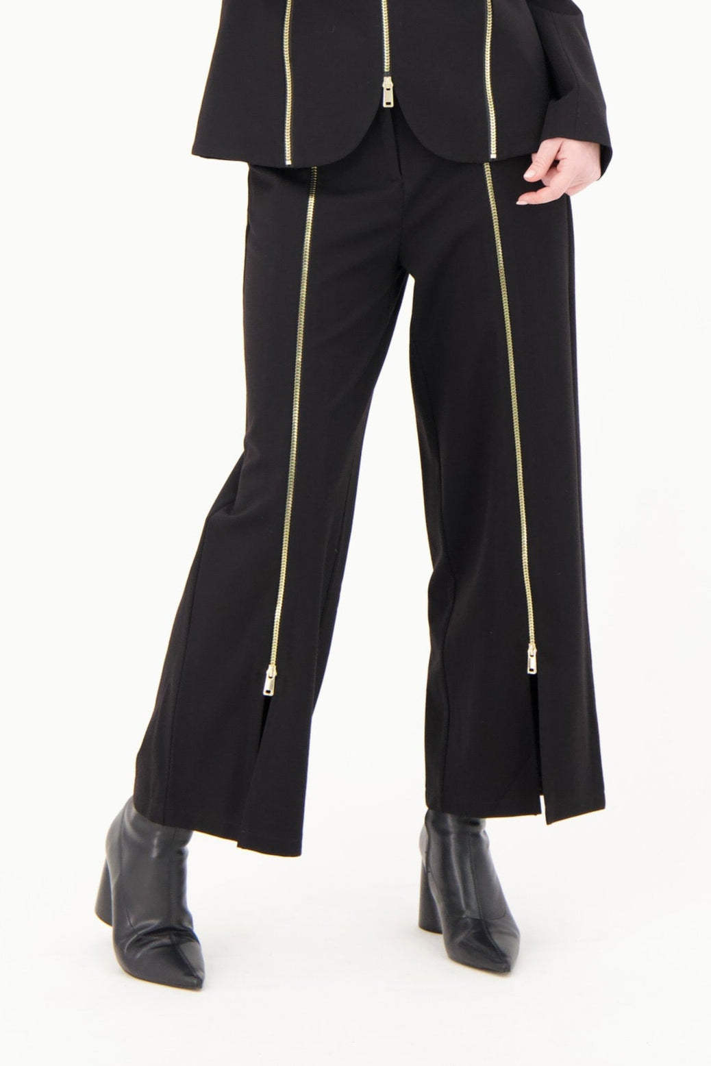 Gold Zipper Front Leg Pant