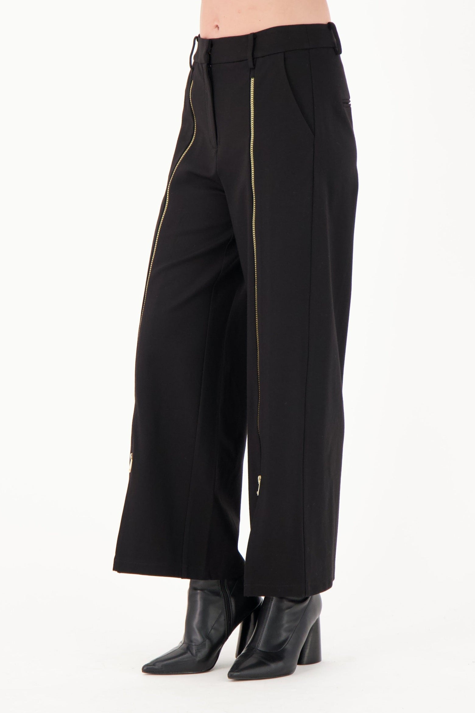 Gold Zipper Front Leg Pant