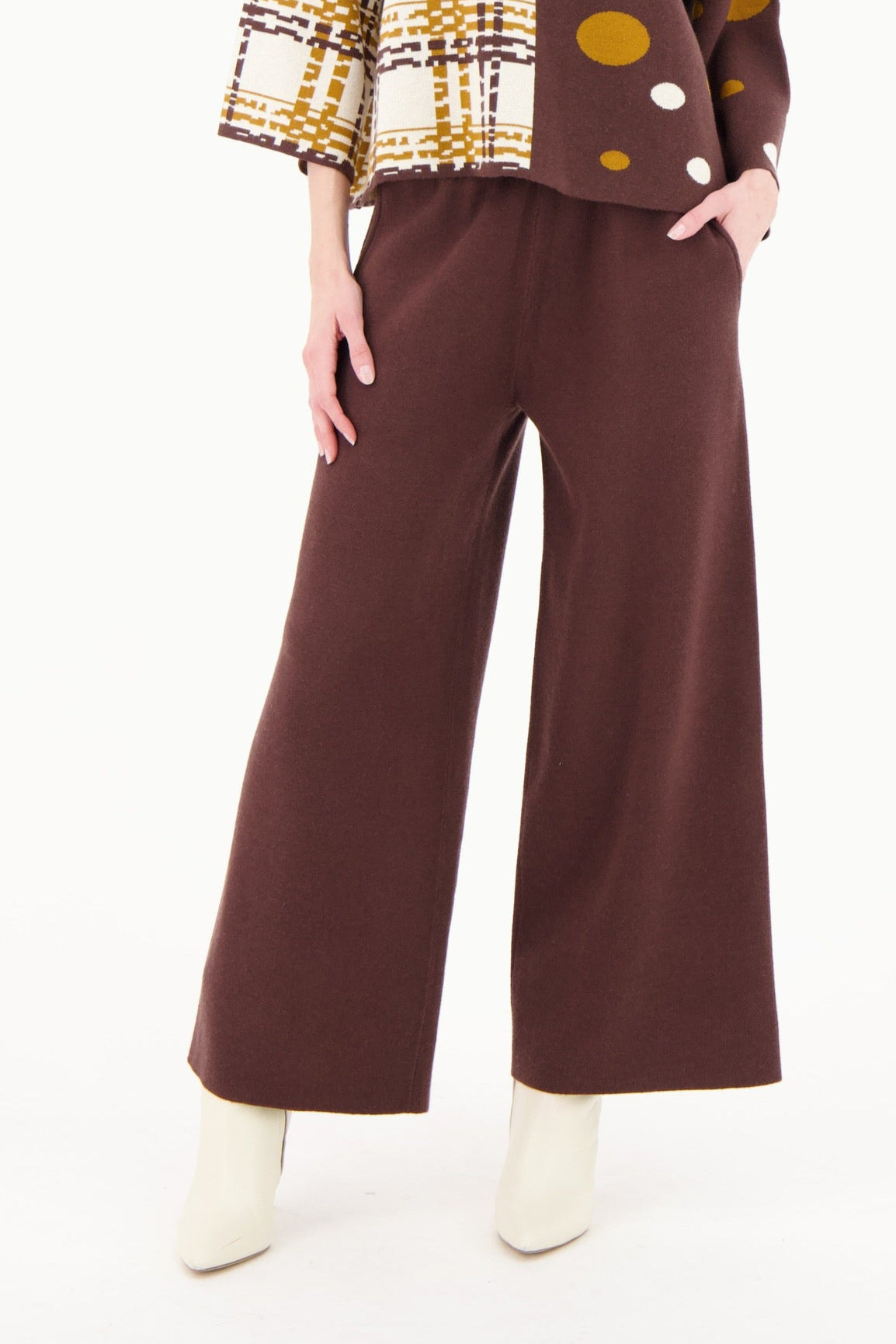 Wide Leg Sweater Knit Crop Pant