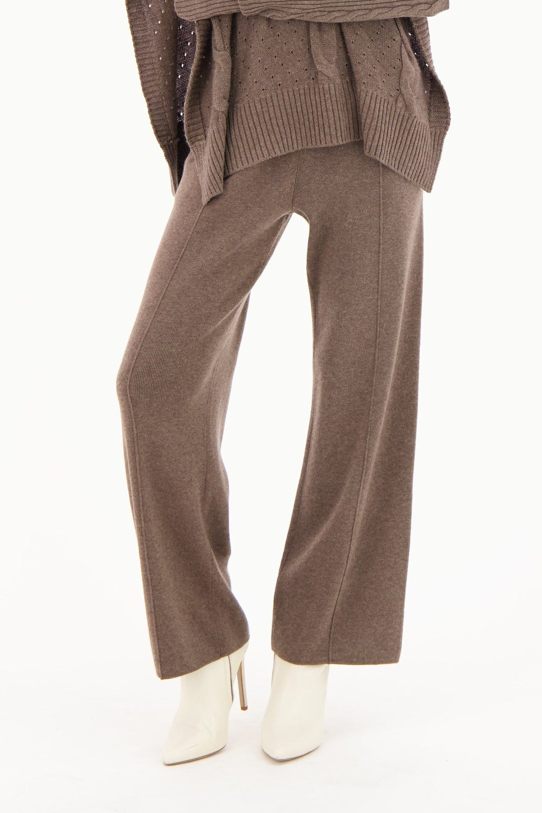 Pintuck Straight Leg Sweater Knit Pant
