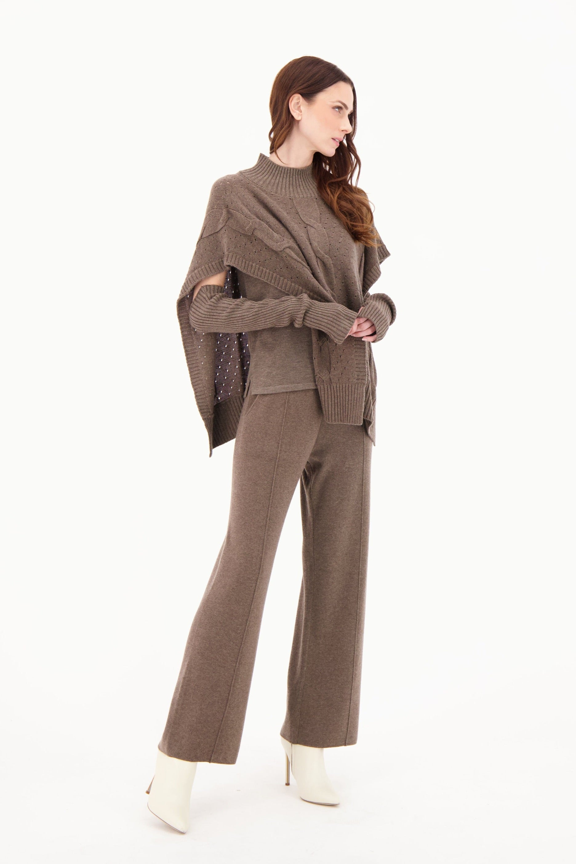 Pintuck Straight Leg Sweater Knit Pant