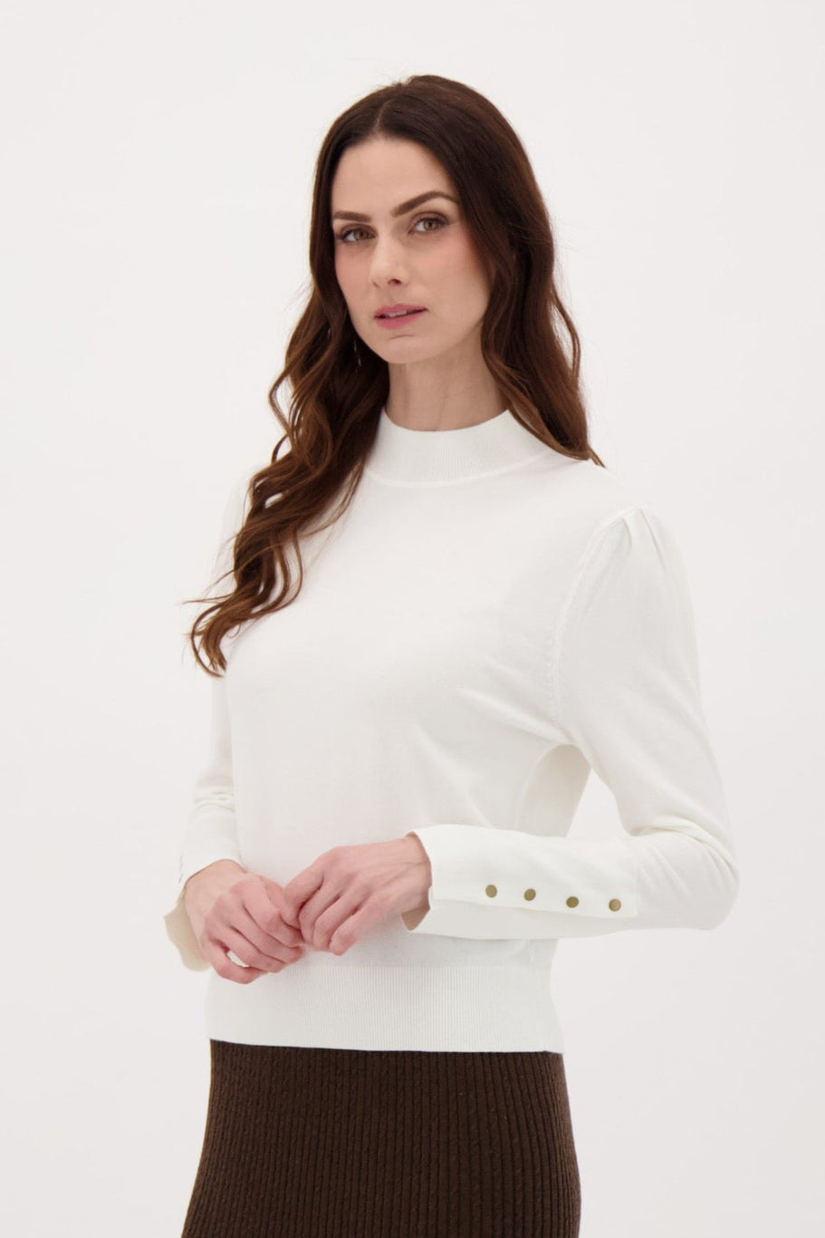 Mockneck Snap Cuff Sweater