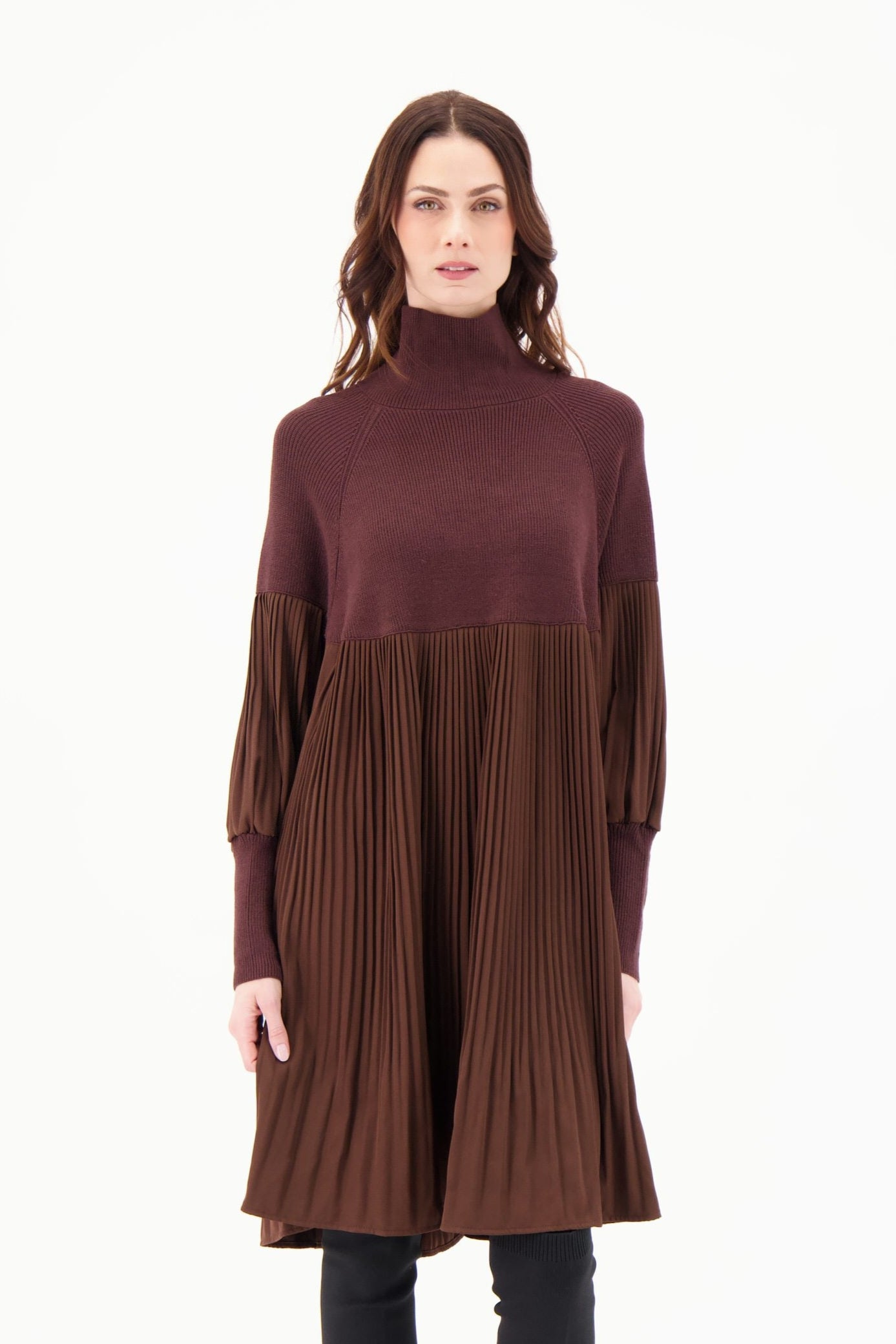 Knit Pleated Tunic Dress