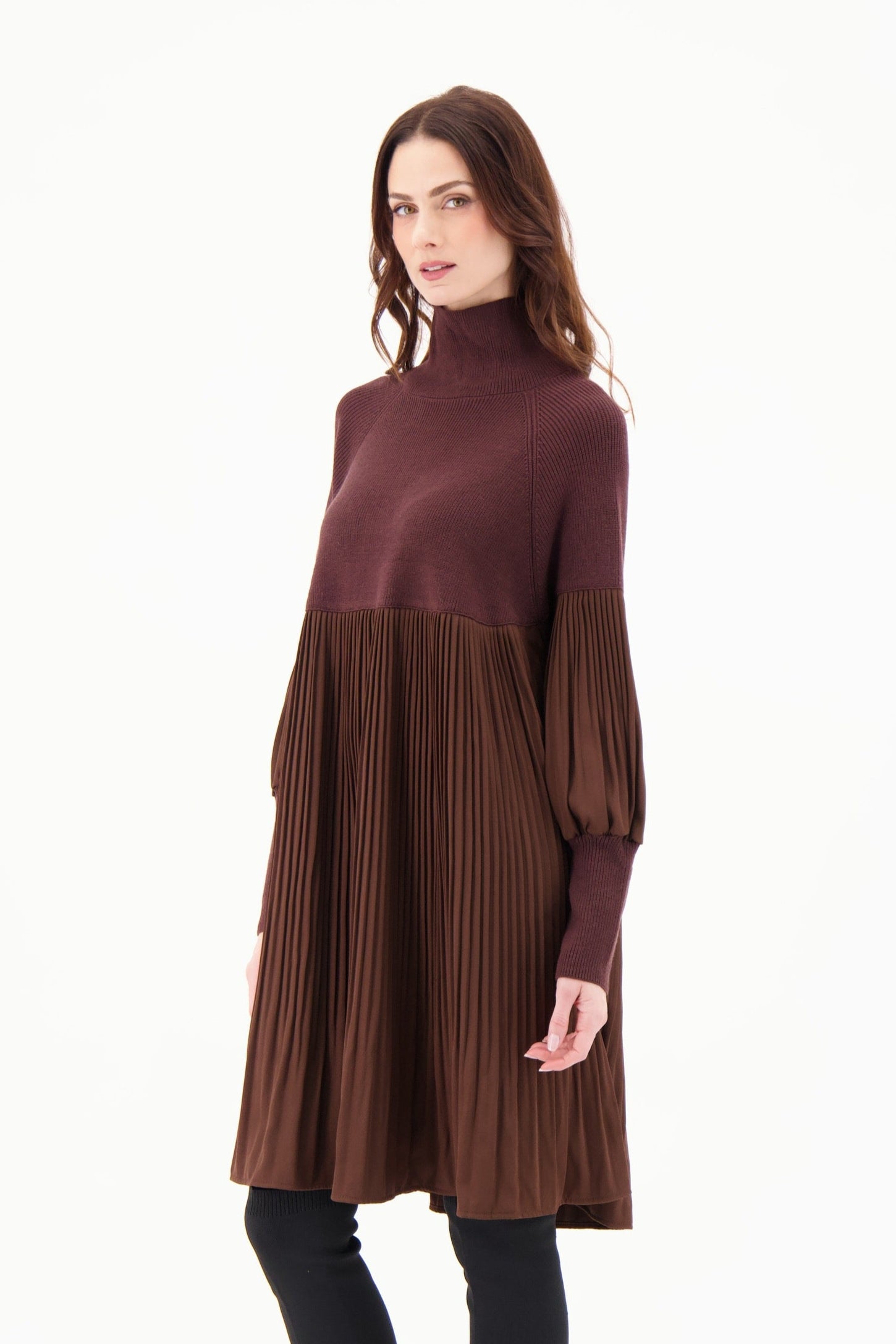Knit Pleated Tunic Dress