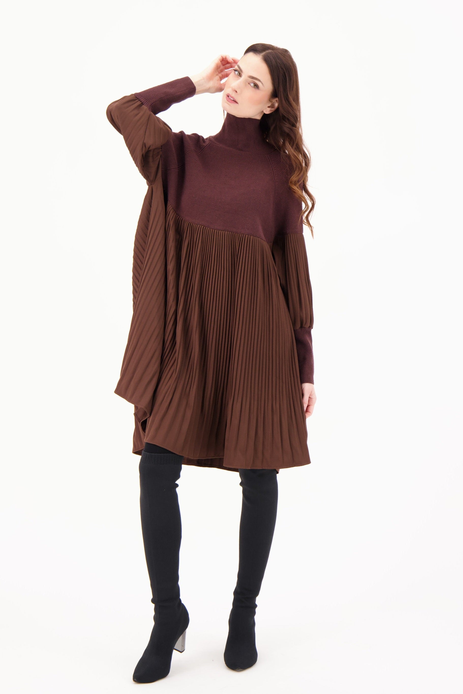 Knit Pleated Tunic Dress