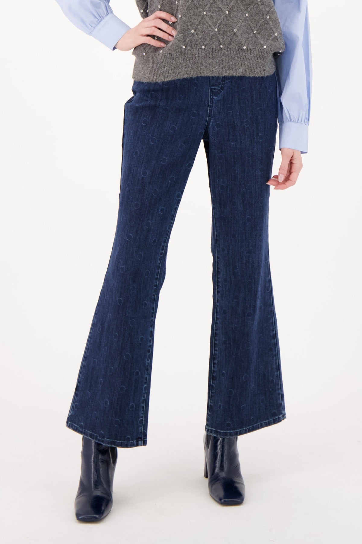Jacquard Polkadot Denim Pant