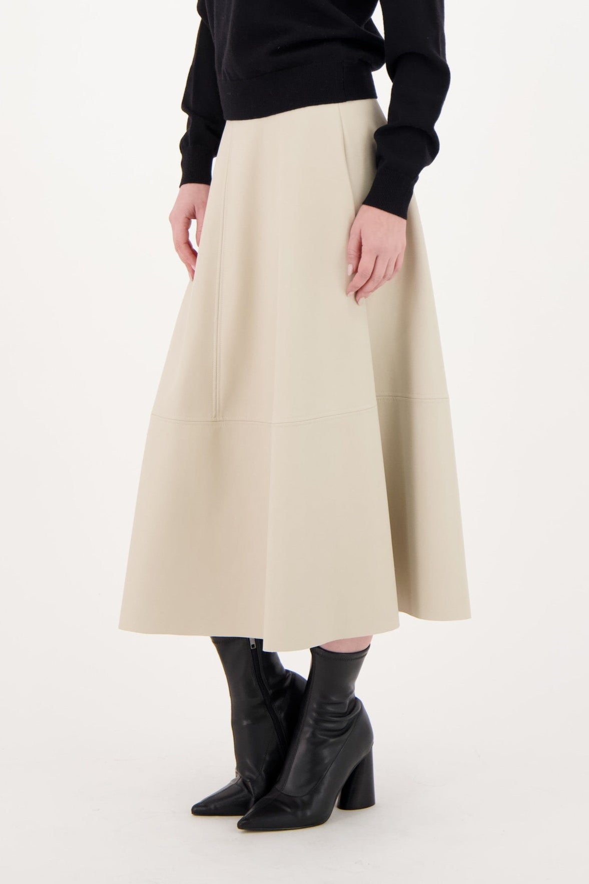 Faux Leather Waist Buckle Skirt