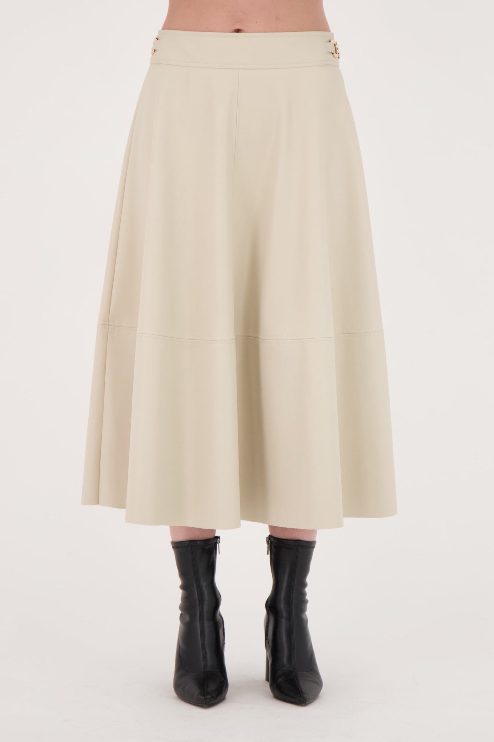 Faux Leather Waist Buckle Skirt