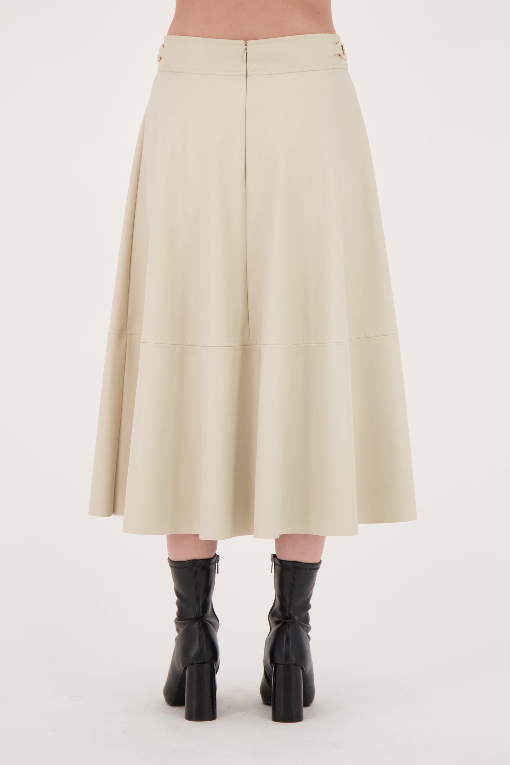 Faux Leather Waist Buckle Skirt