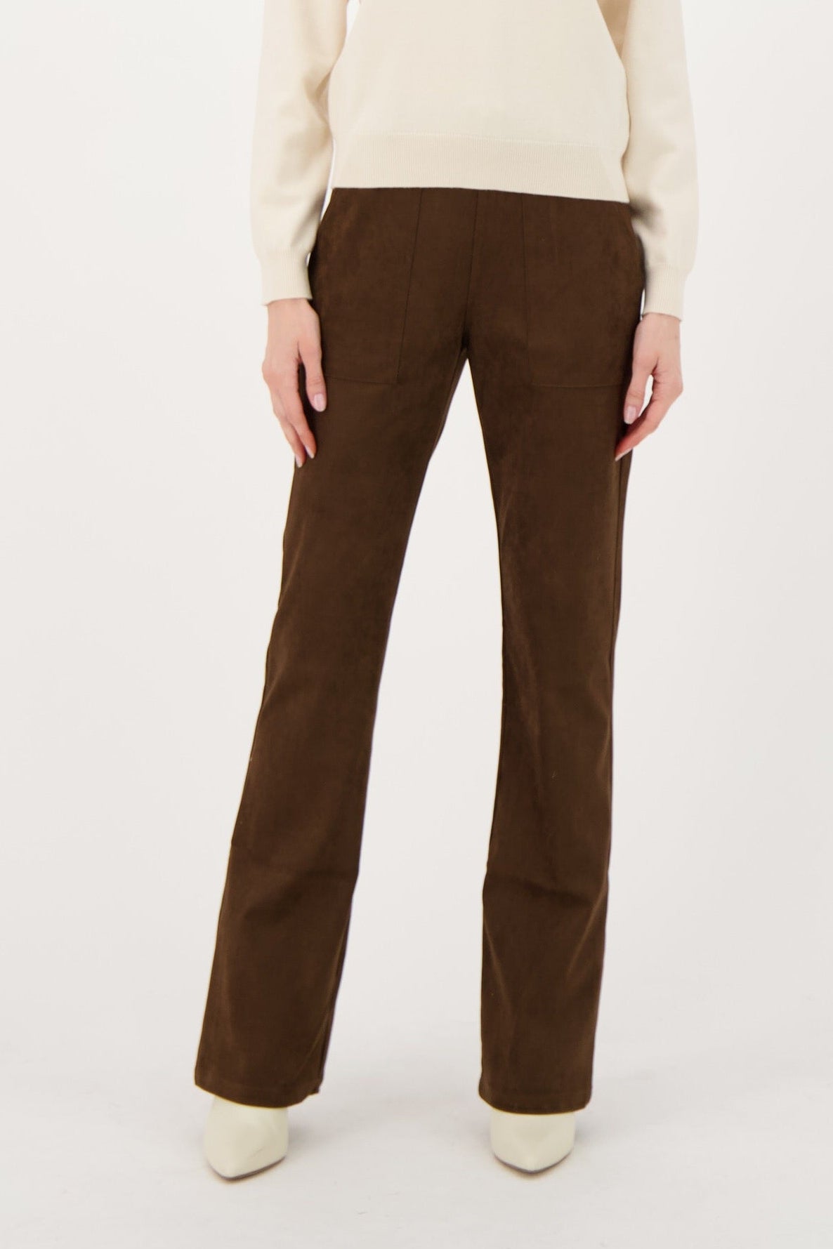 Faux Suede Straight Leg Pant