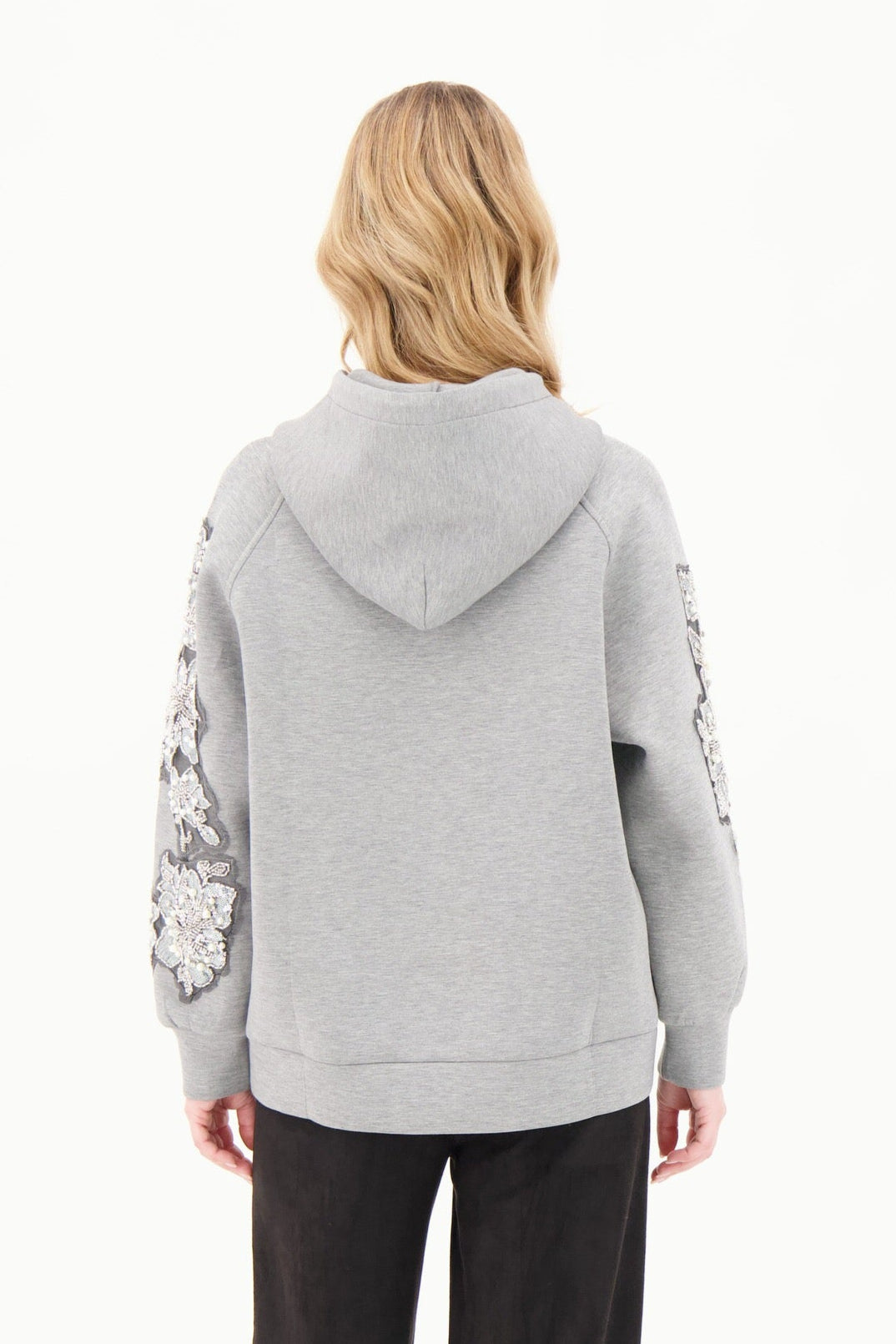 Beaded Sleeve Applique Hoodie