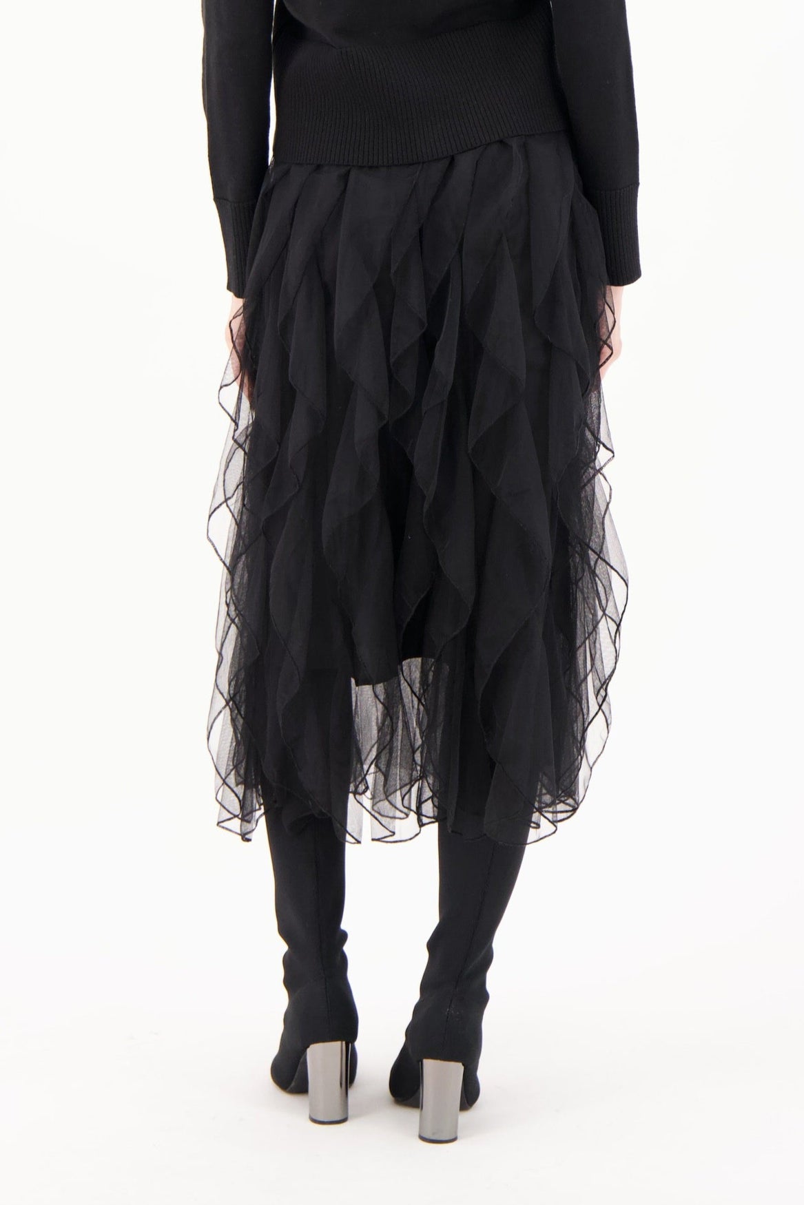 Vertical Ruffled Tulle Skirt