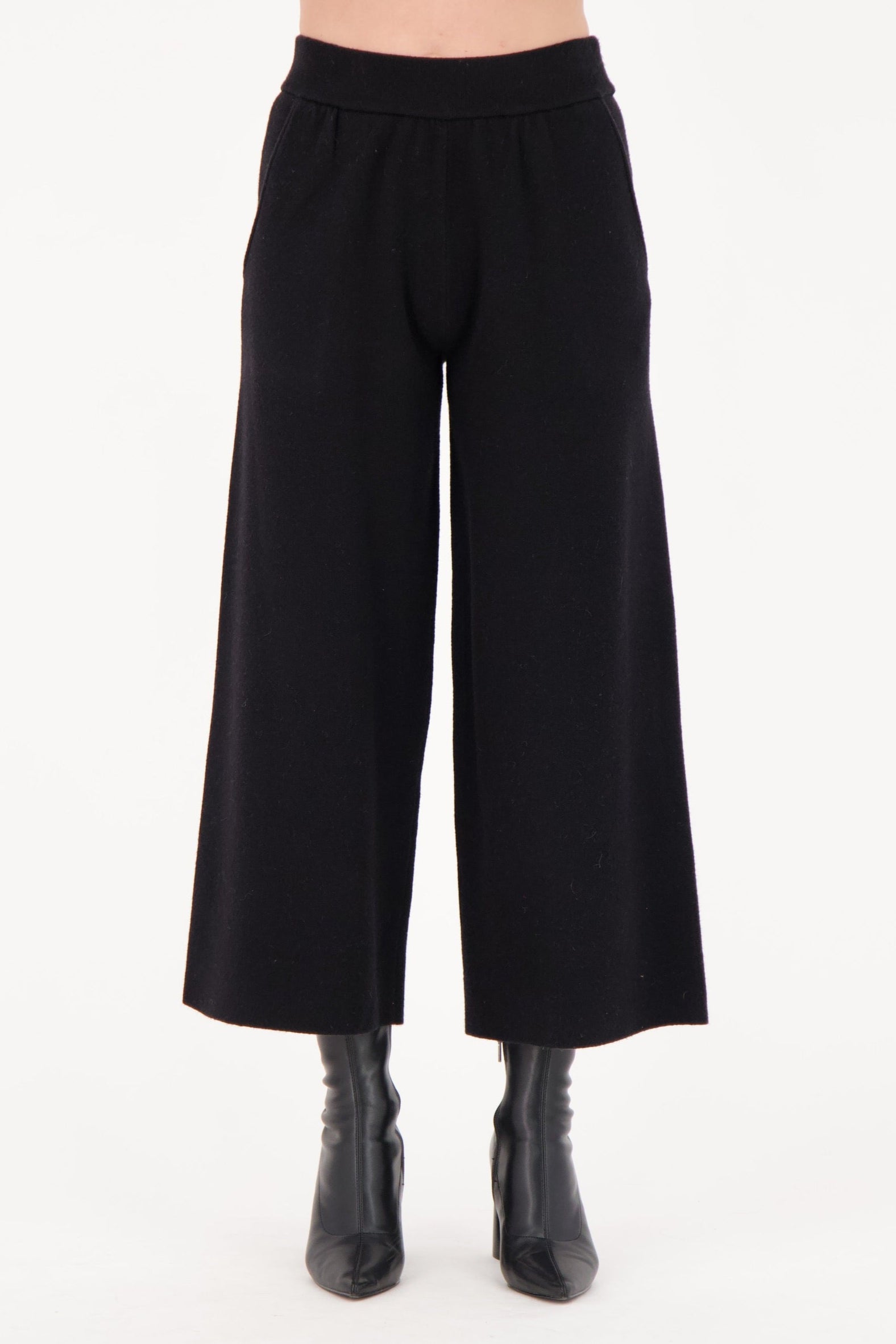 Wide Leg Sweater Knit Crop Pant