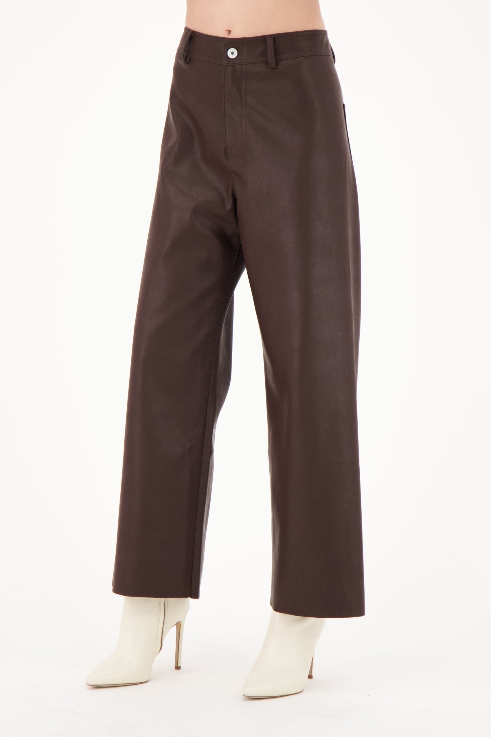 Faux Leather Straight Leg Pant