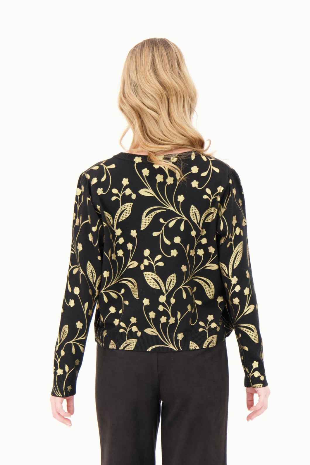 Gold Leaf Foil Print Cardigan