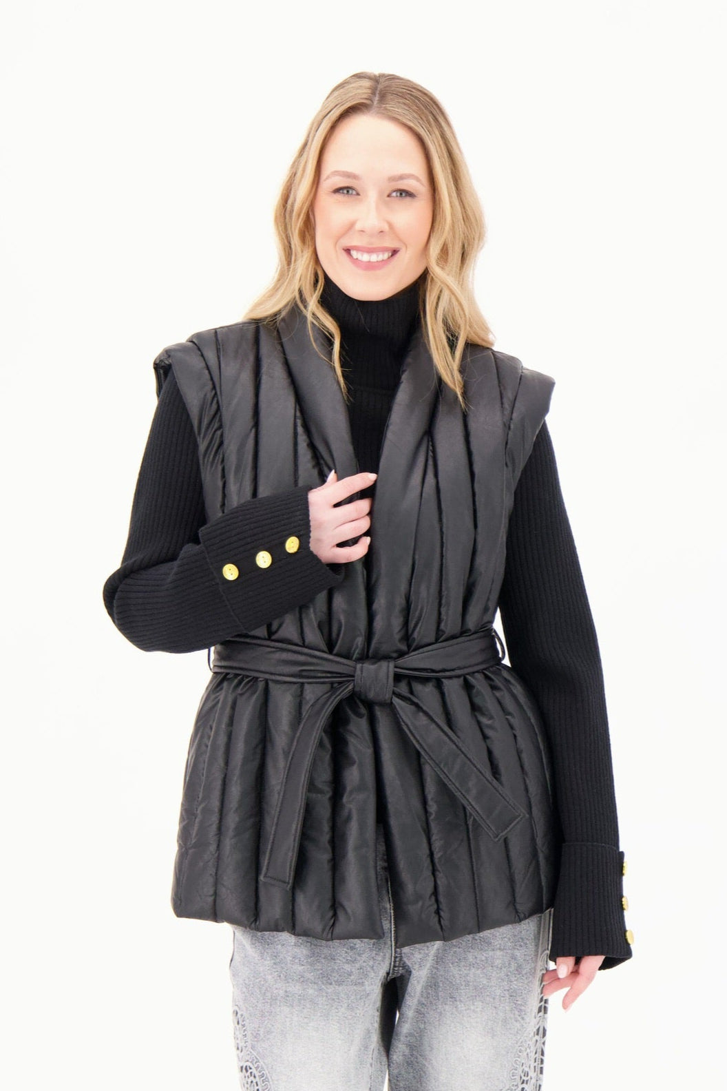 Faux Leather Belted Vest