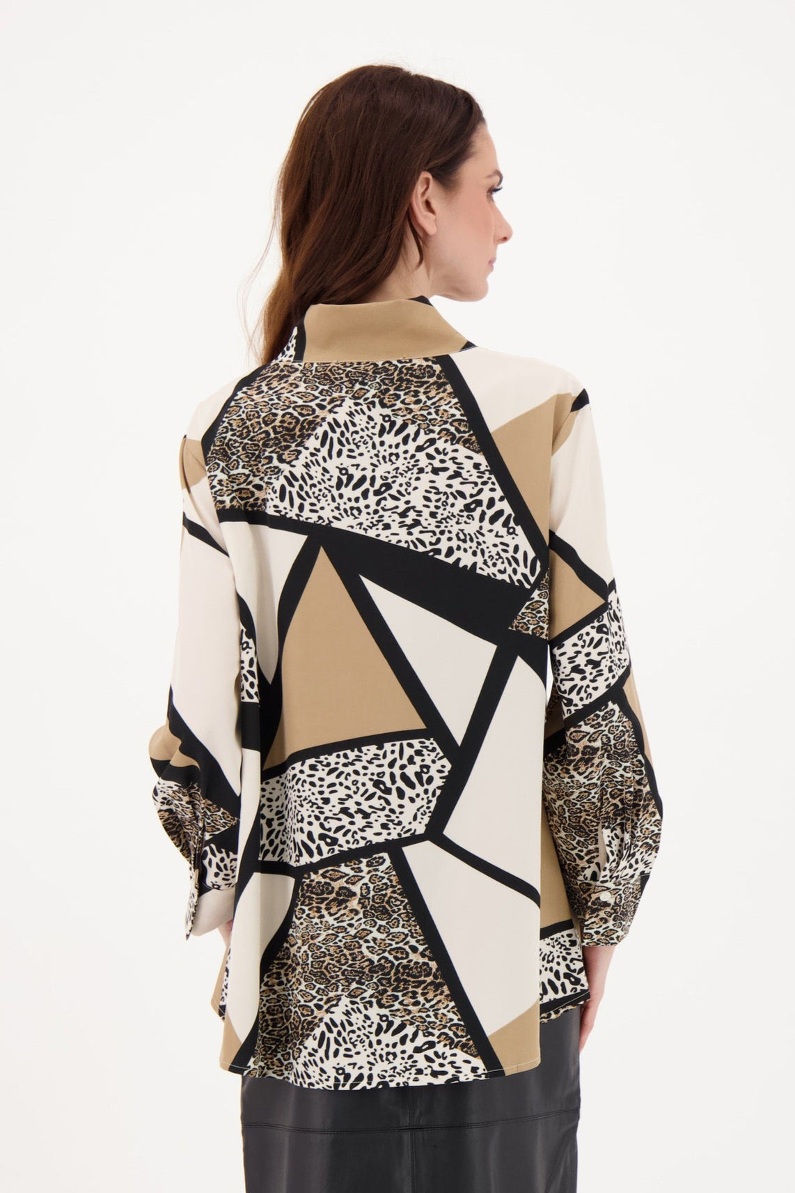 Animal Print Neck Tie Blouse