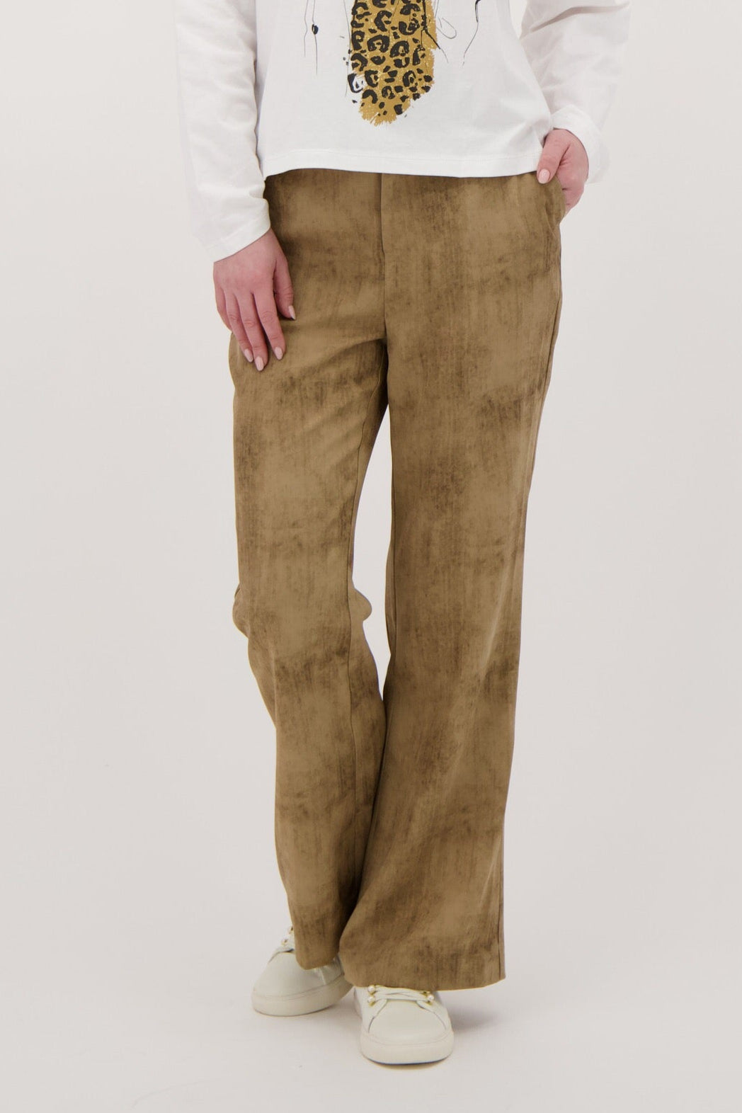 Crosshatch Print Straight Leg Pant