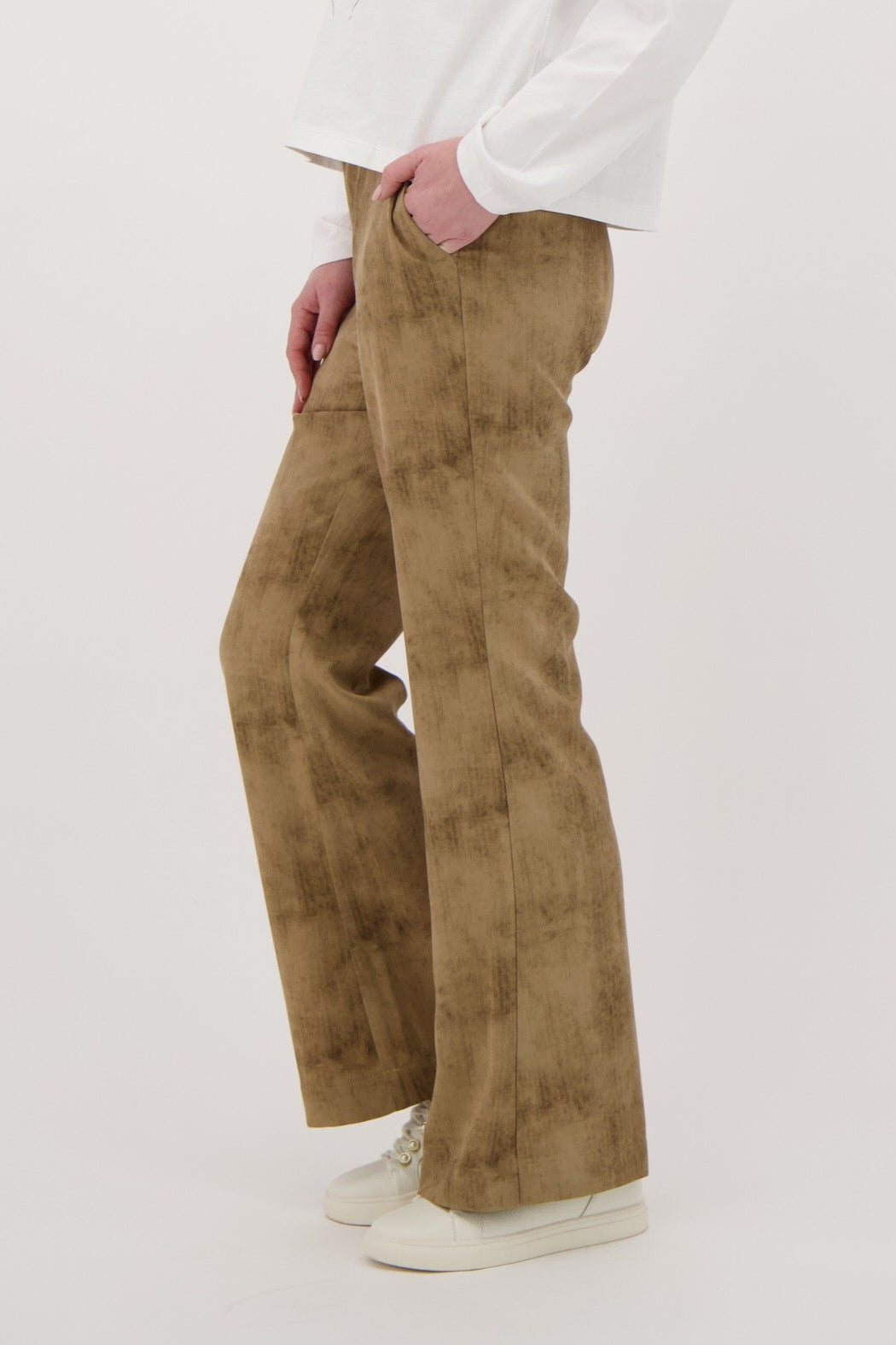 Crosshatch Print Straight Leg Pant