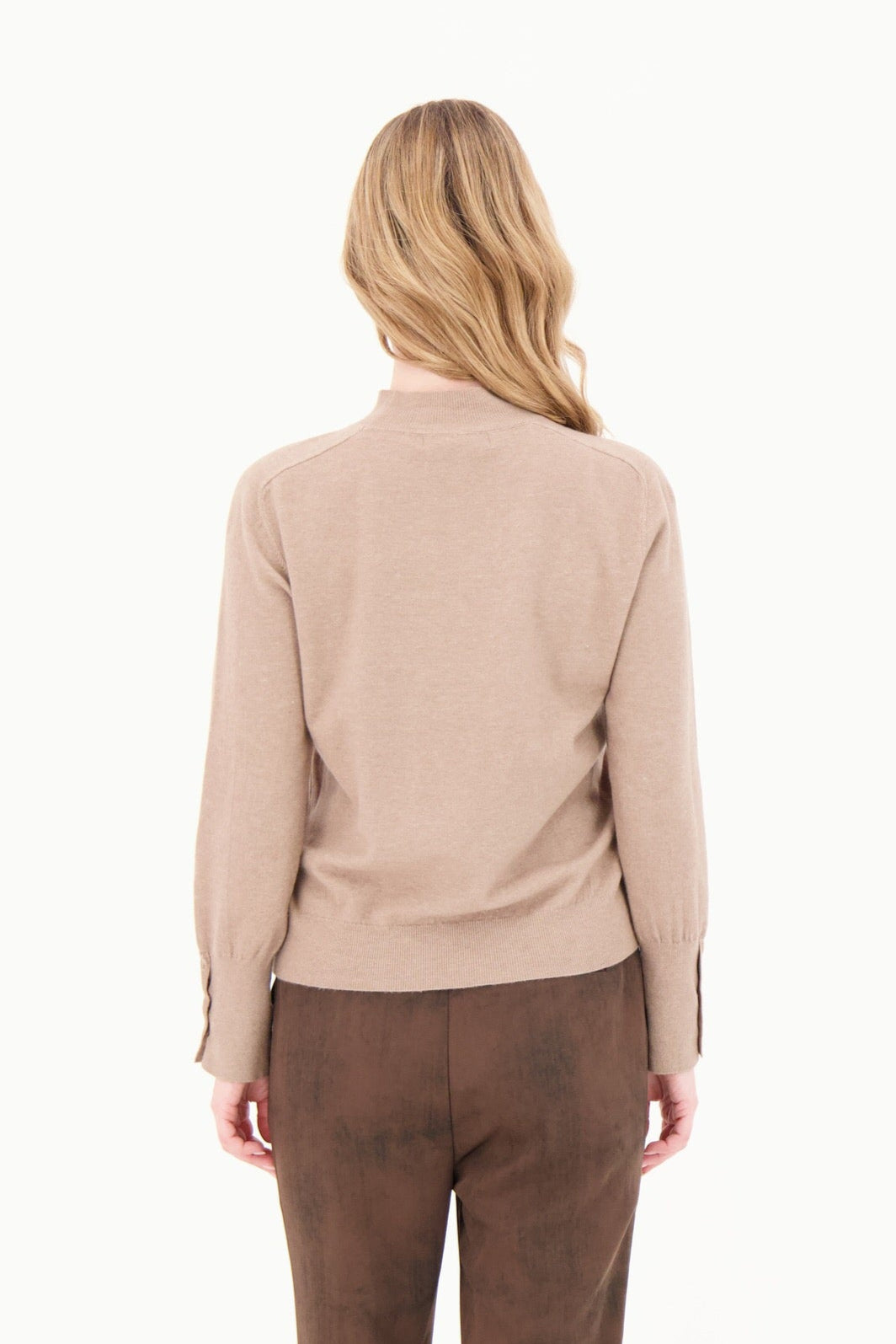 Mockneck Snap Cuff Sweater