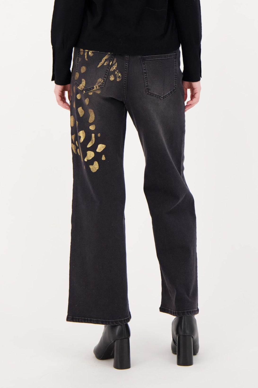 Gold Foil Printed Denim Pant
