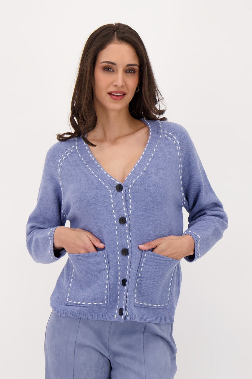 Blanket Contrast Stitch Cardigan