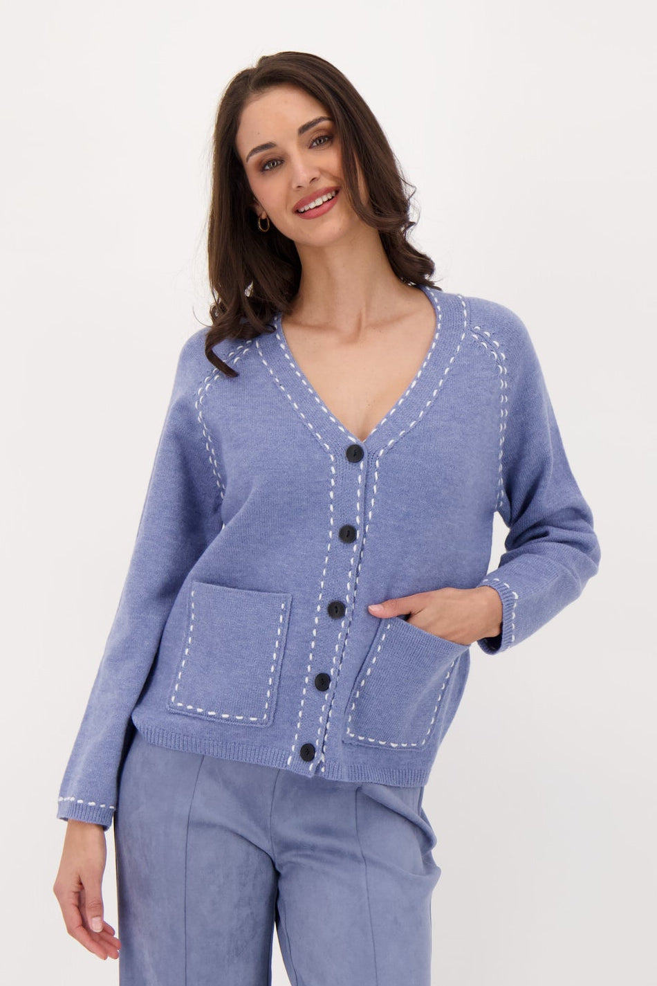 Blanket Contrast Stitch Cardigan