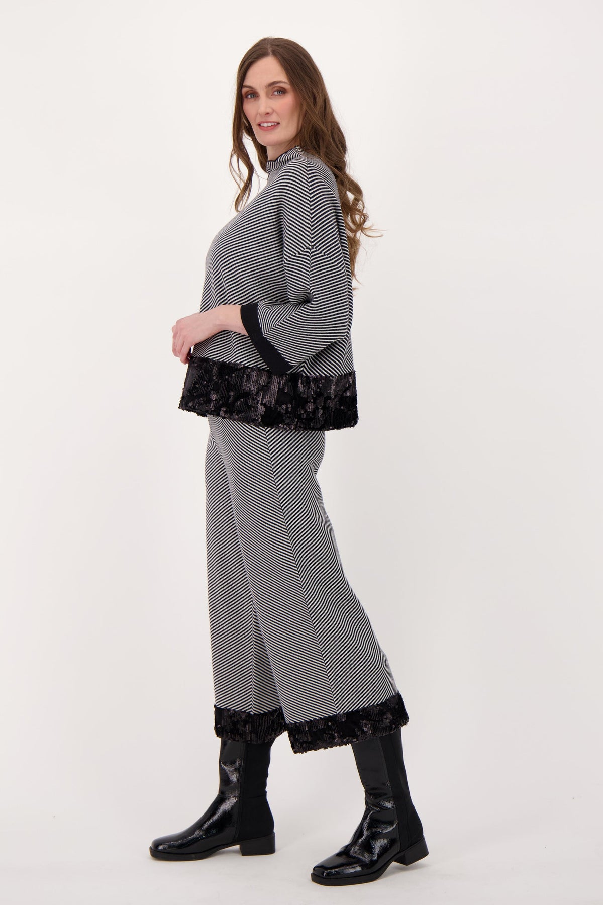 Velvet Sequin Trim Sweater