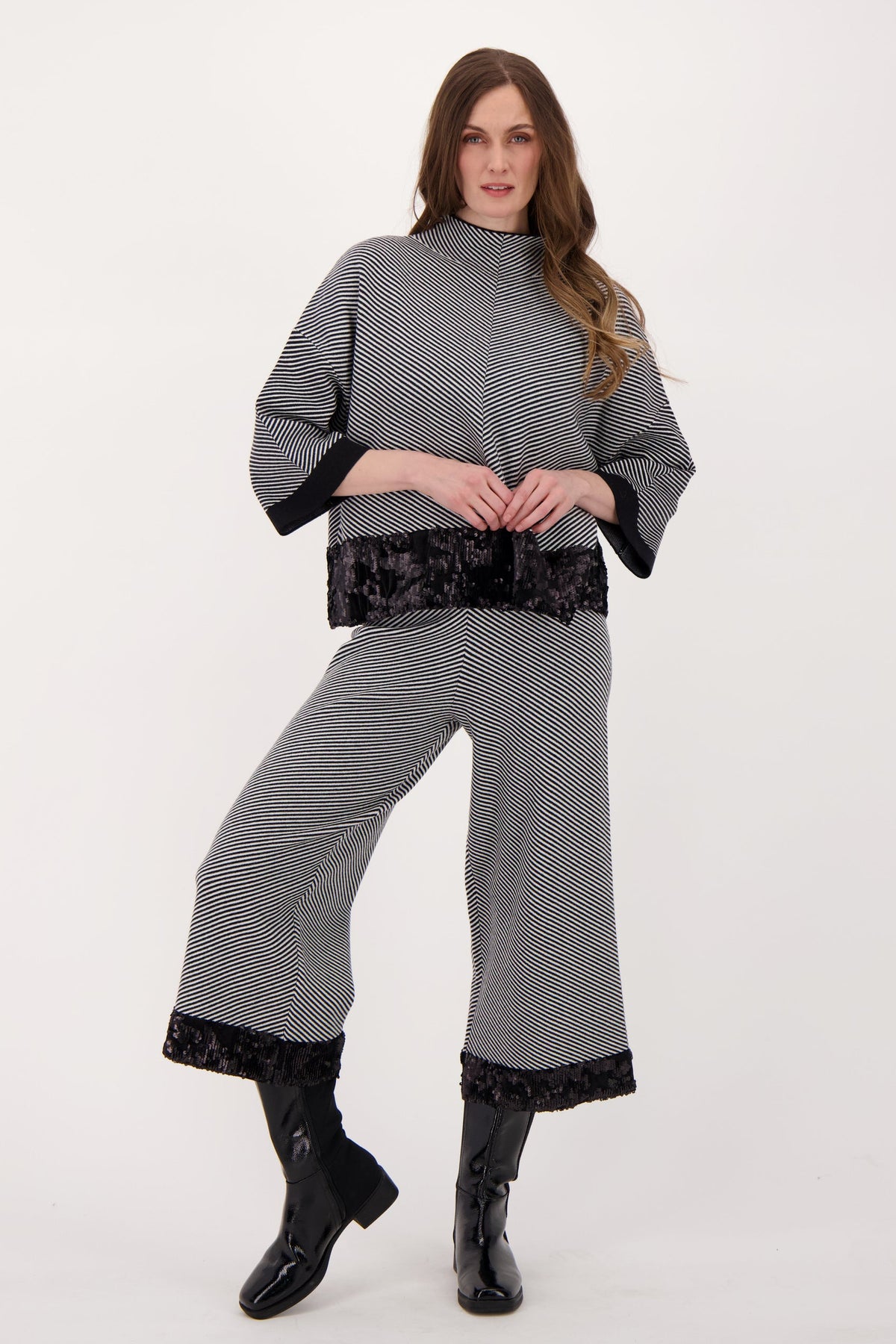 Velvet Sequin Trim Sweater