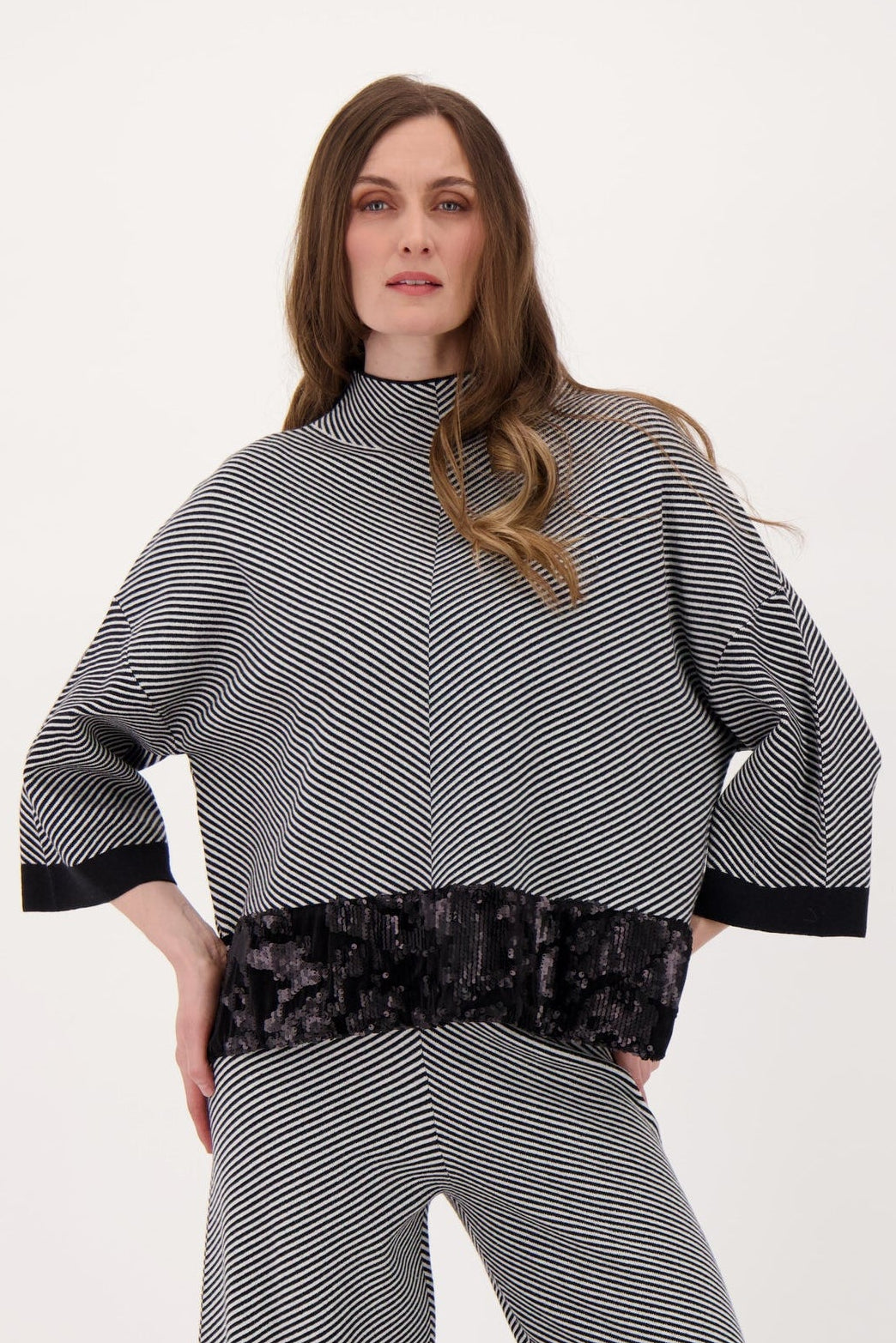 Velvet Sequin Trim Sweater