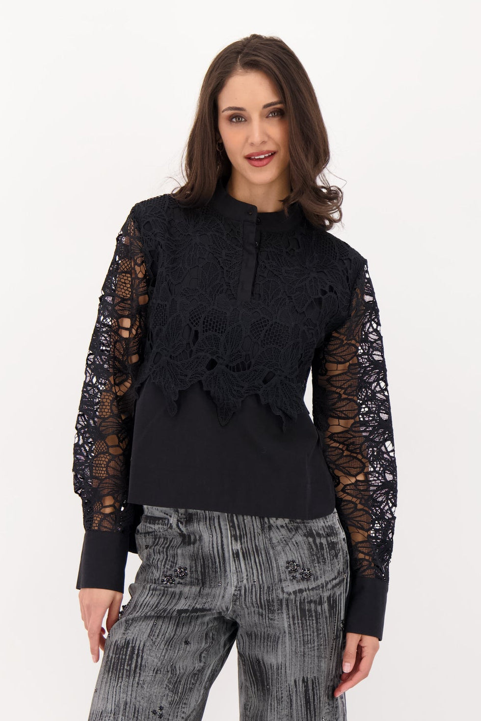 Lace Overlay Shirt