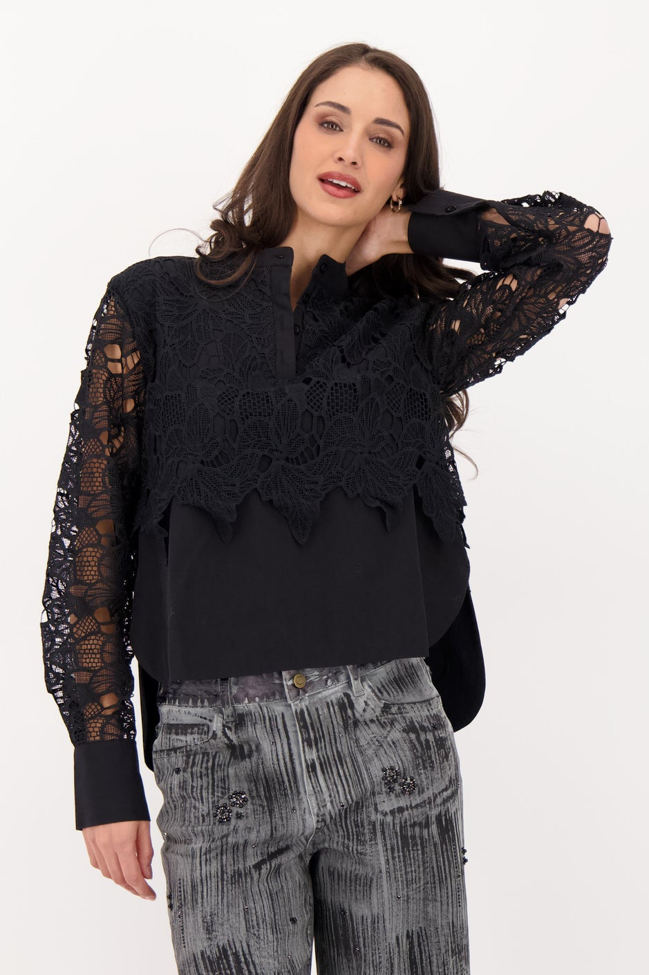 Lace Overlay Shirt