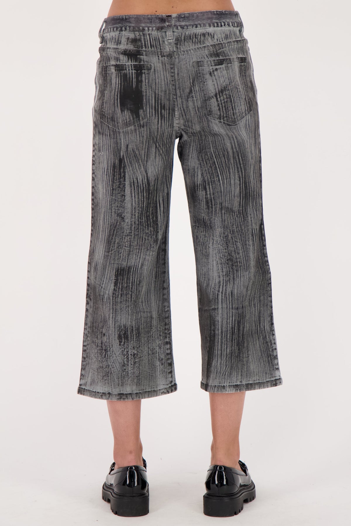 Two Tone Beaded Denim Capri