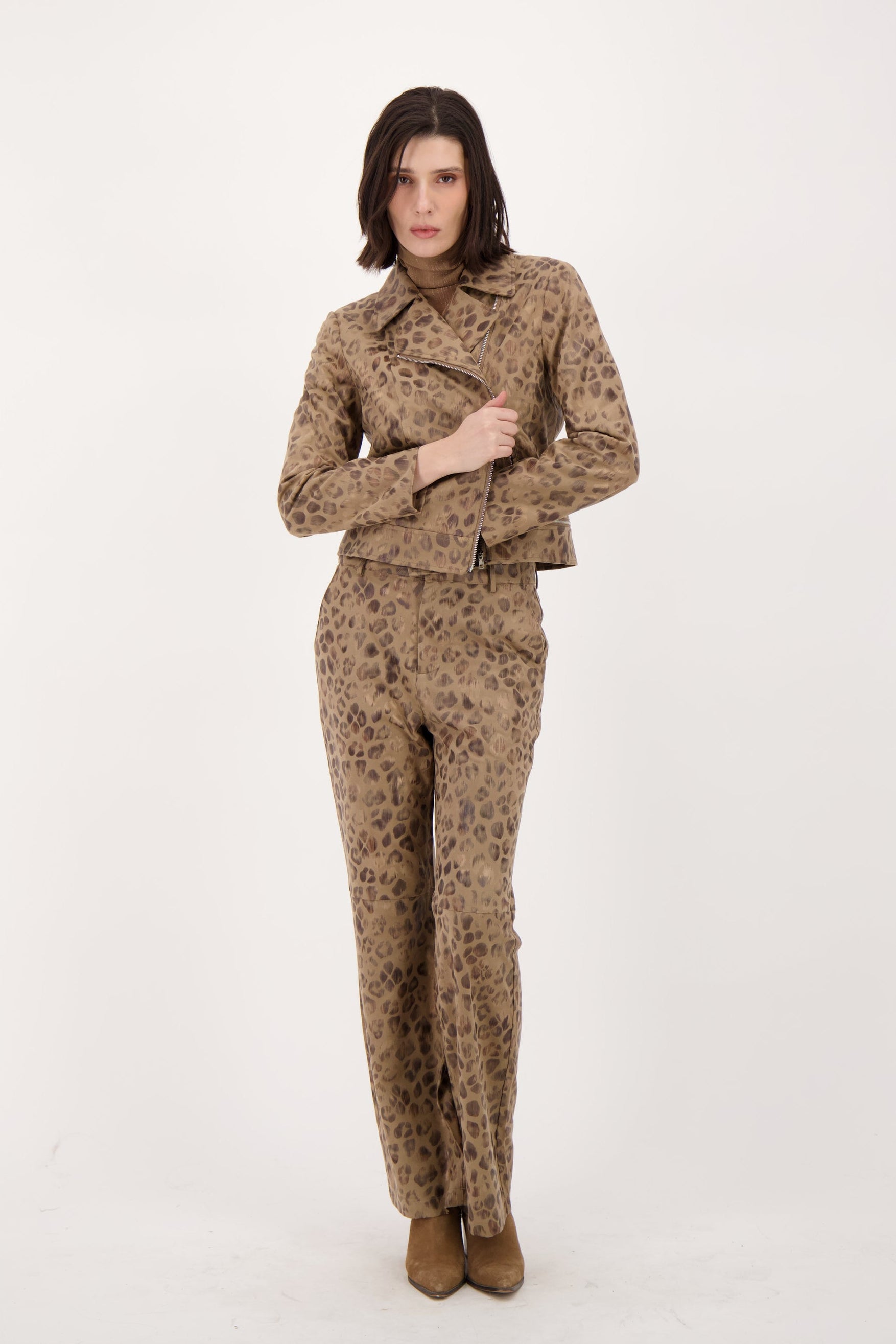 Subtle Vegan Metallic Leopard Biker Jacket