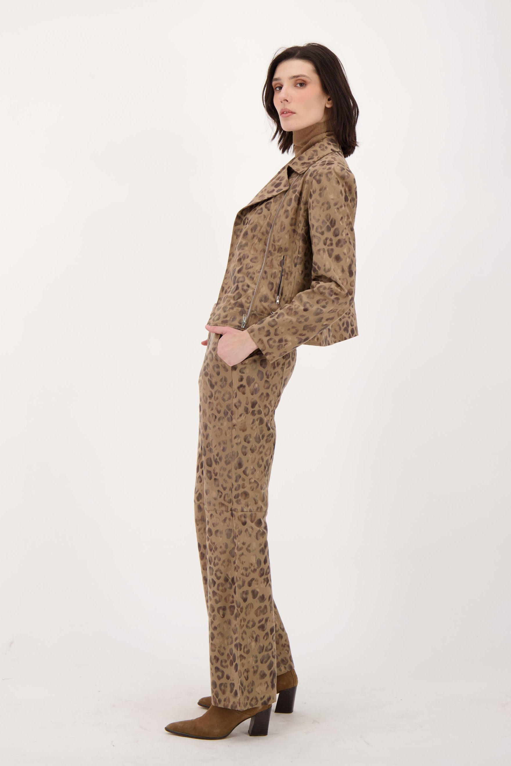Subtle Vegan Metallic Leopard Biker Jacket