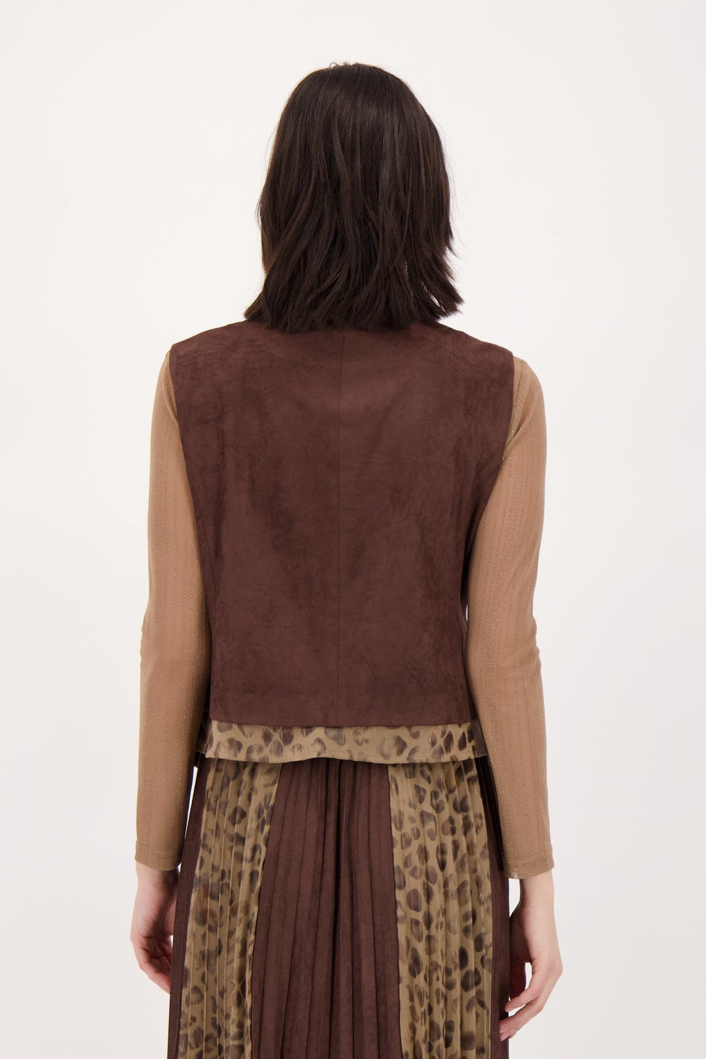 Subtle Vegan Metallic Leopard Trim Vest