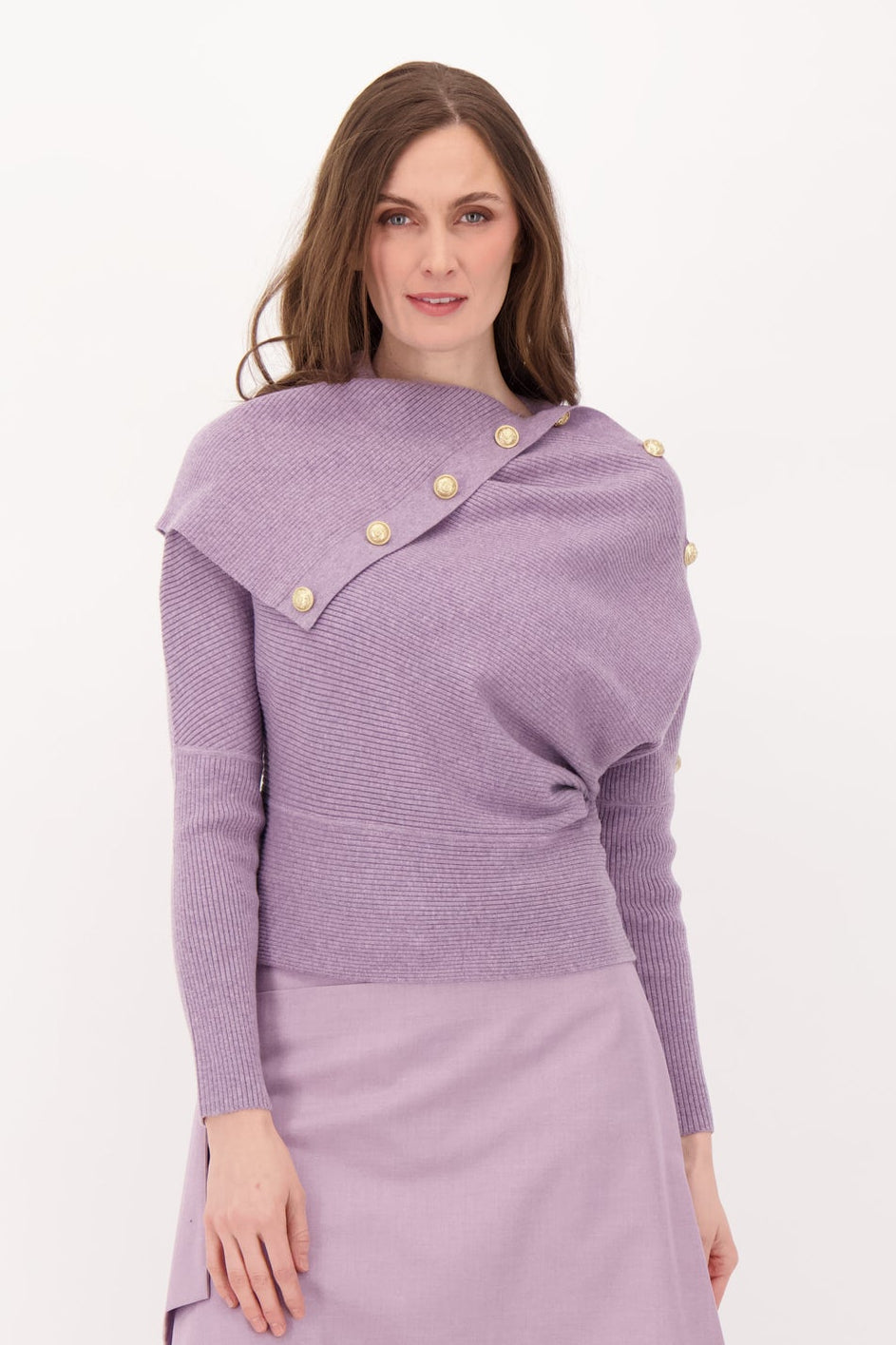 Oversized Cowl Neck With Adjustable Buttons Sweater