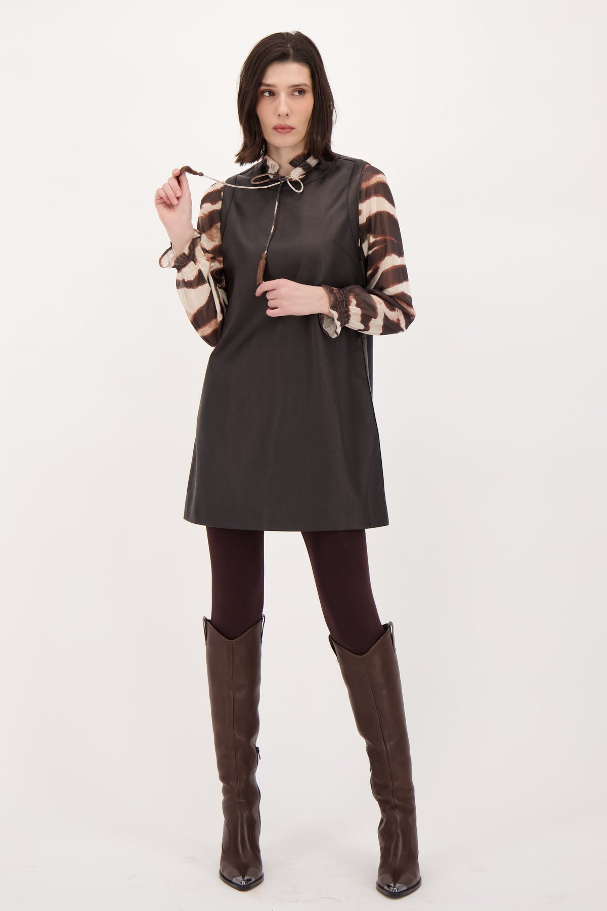 Metallic Bronze Stripe Lined Blouse