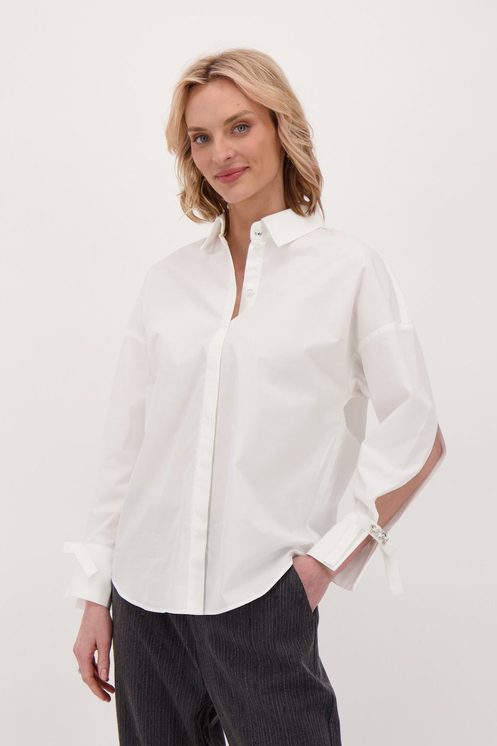 Diamond Cuff Split Sleeve Shirt