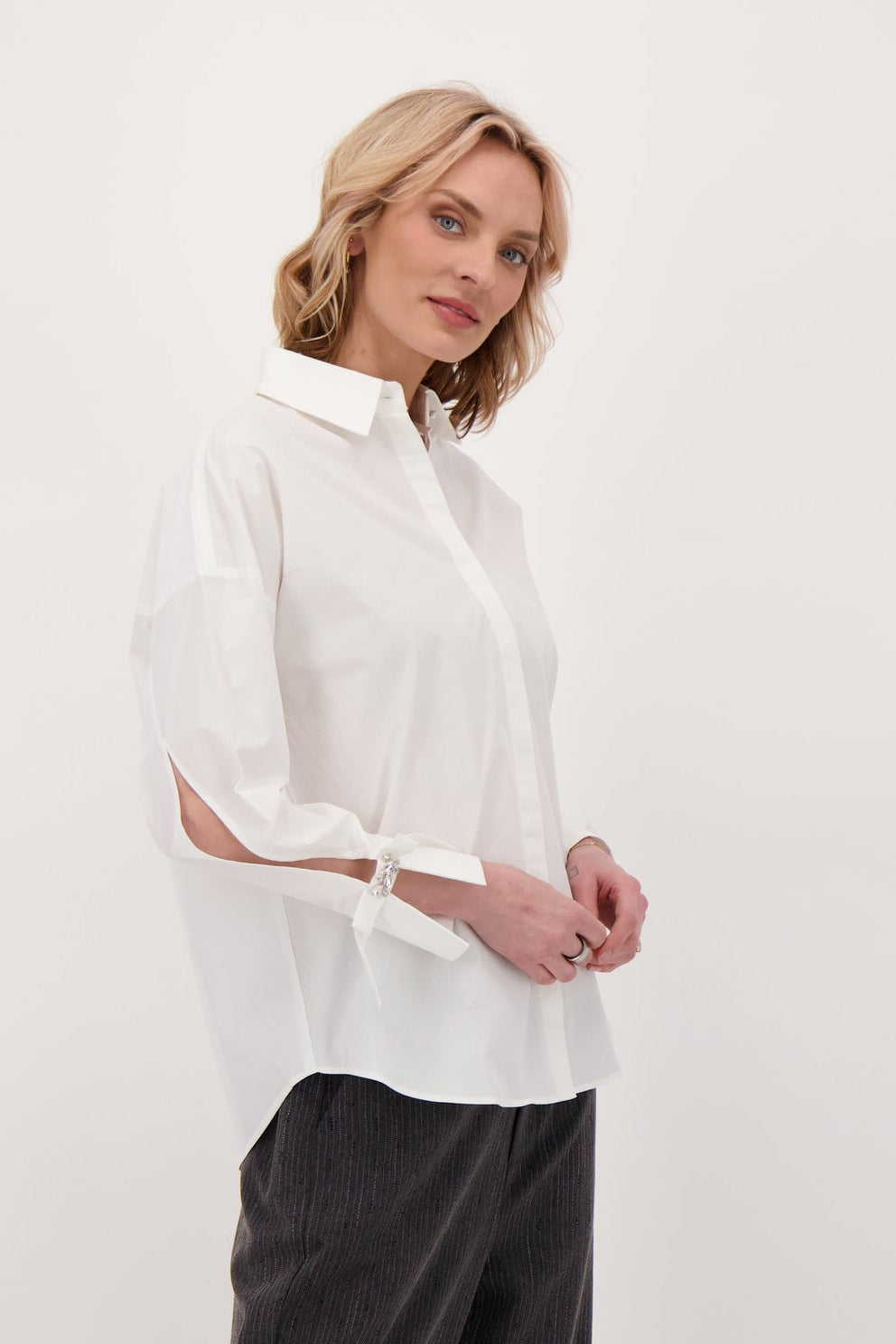 Diamond Cuff Split Sleeve Shirt